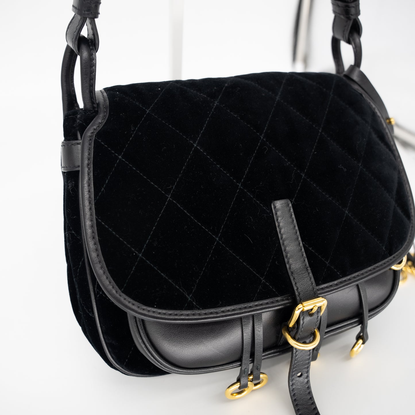 Prada Corsaire Leather Velvet Crossbody
