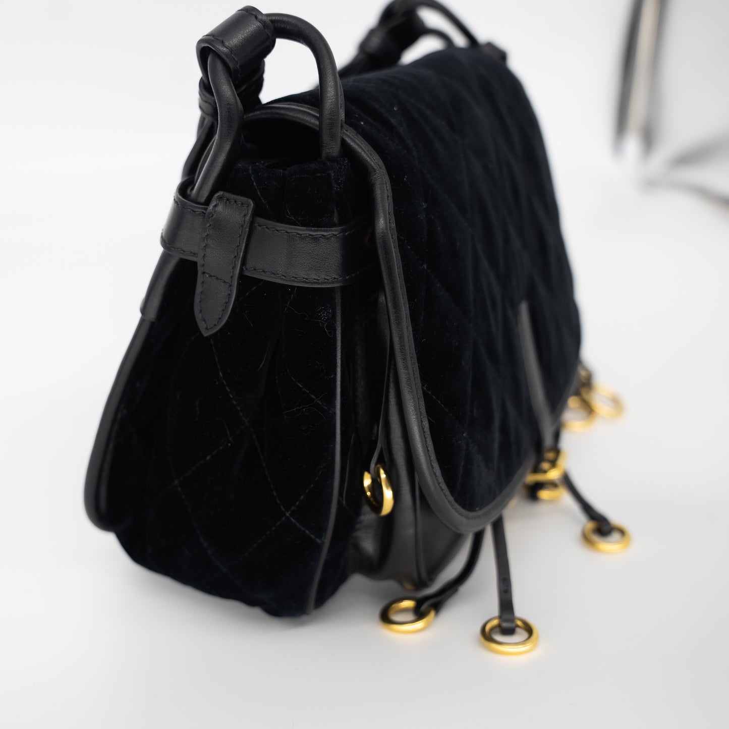 Prada Corsaire Leather Velvet Crossbody