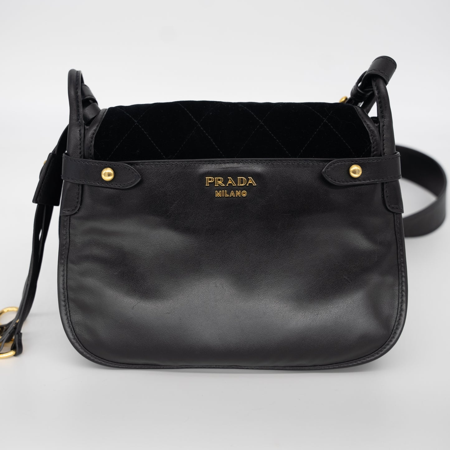 Prada Corsaire Leather Velvet Crossbody