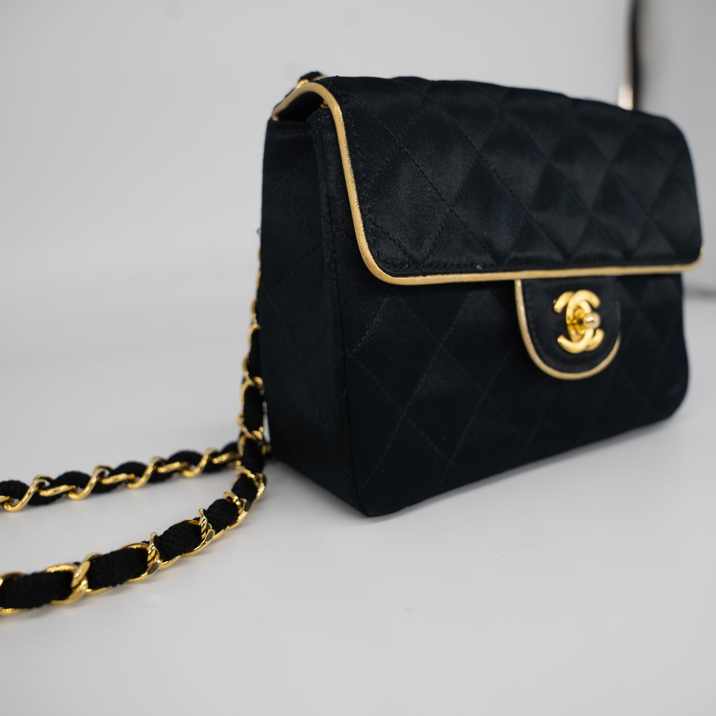 Chanel Classic Mini Square Chain CC Turn Lock Rare 1990s