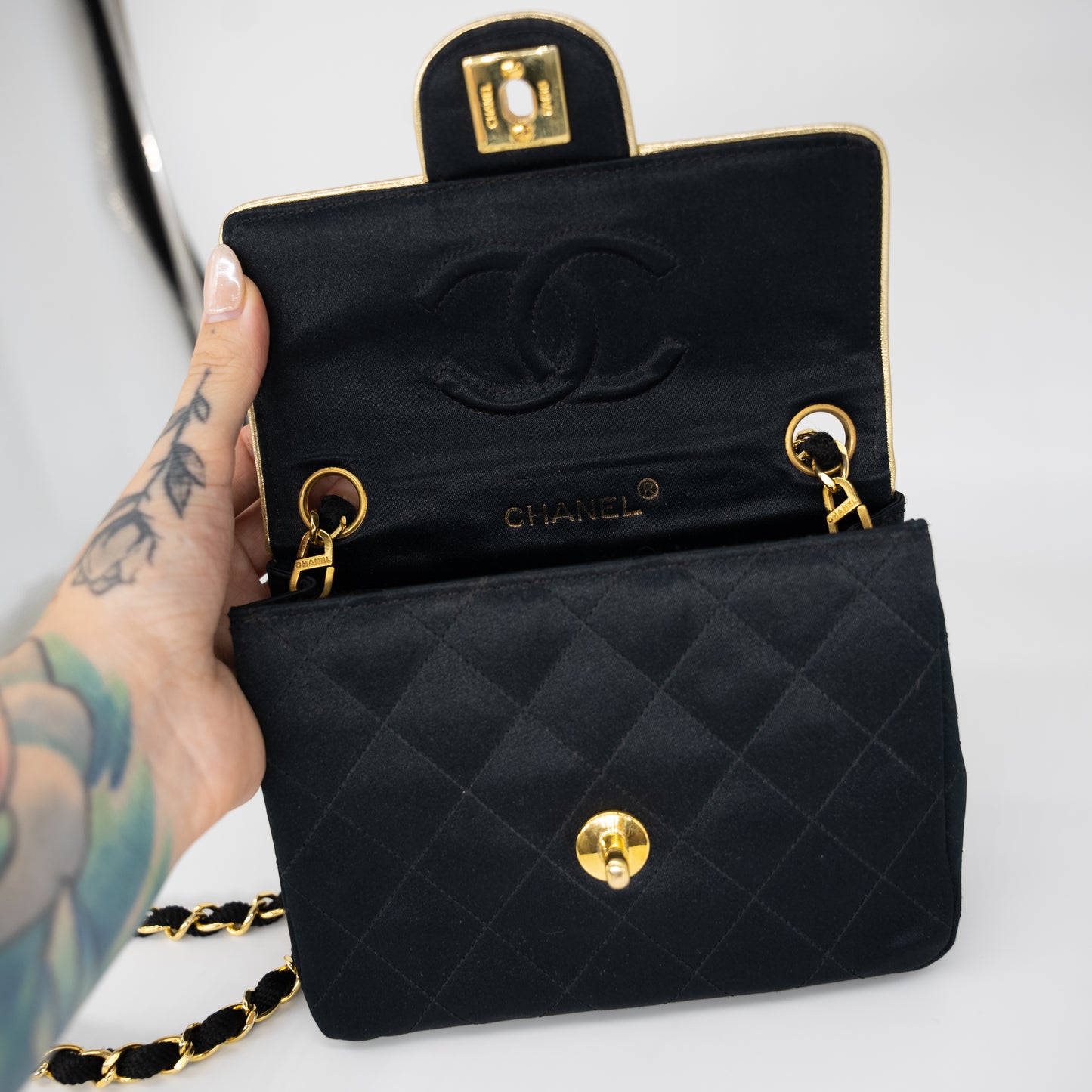 Chanel Classic Mini Square Chain CC Turn Lock Rare 1990s