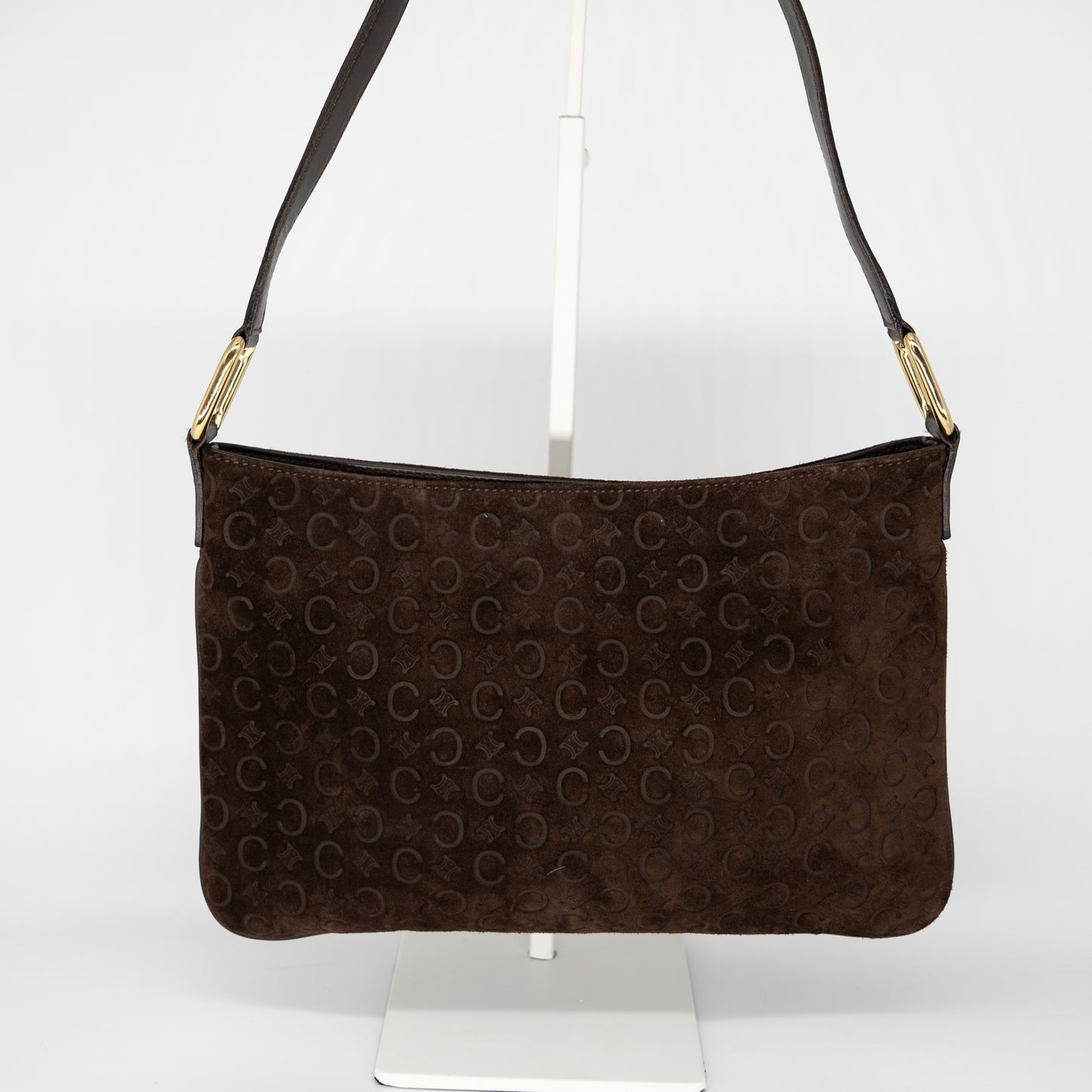 Celine Vintage Logo Suede Shoulder Bag