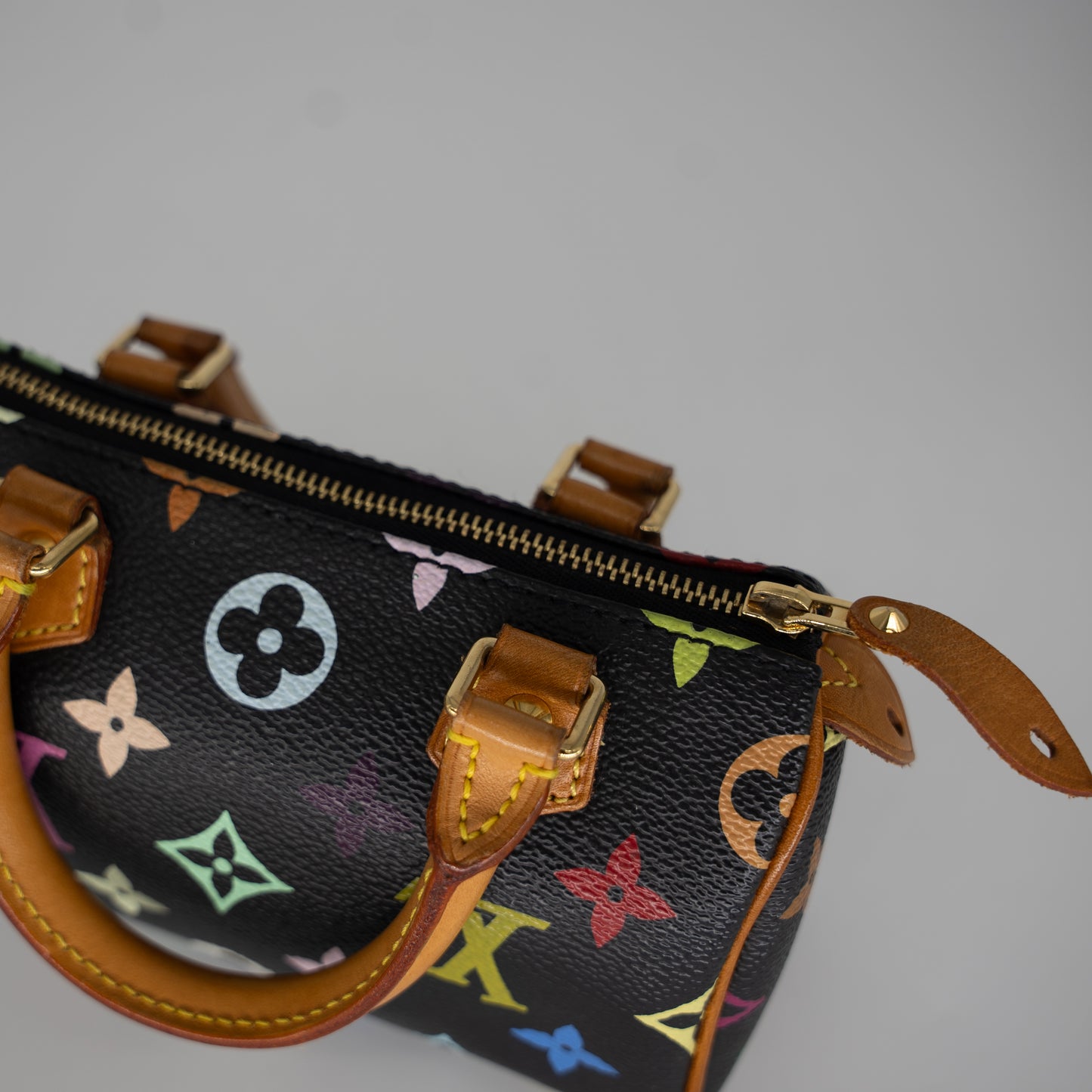 Louis Vuitton Limited Edition Takashi Murakami Multicolor Mini Speedy + Strap