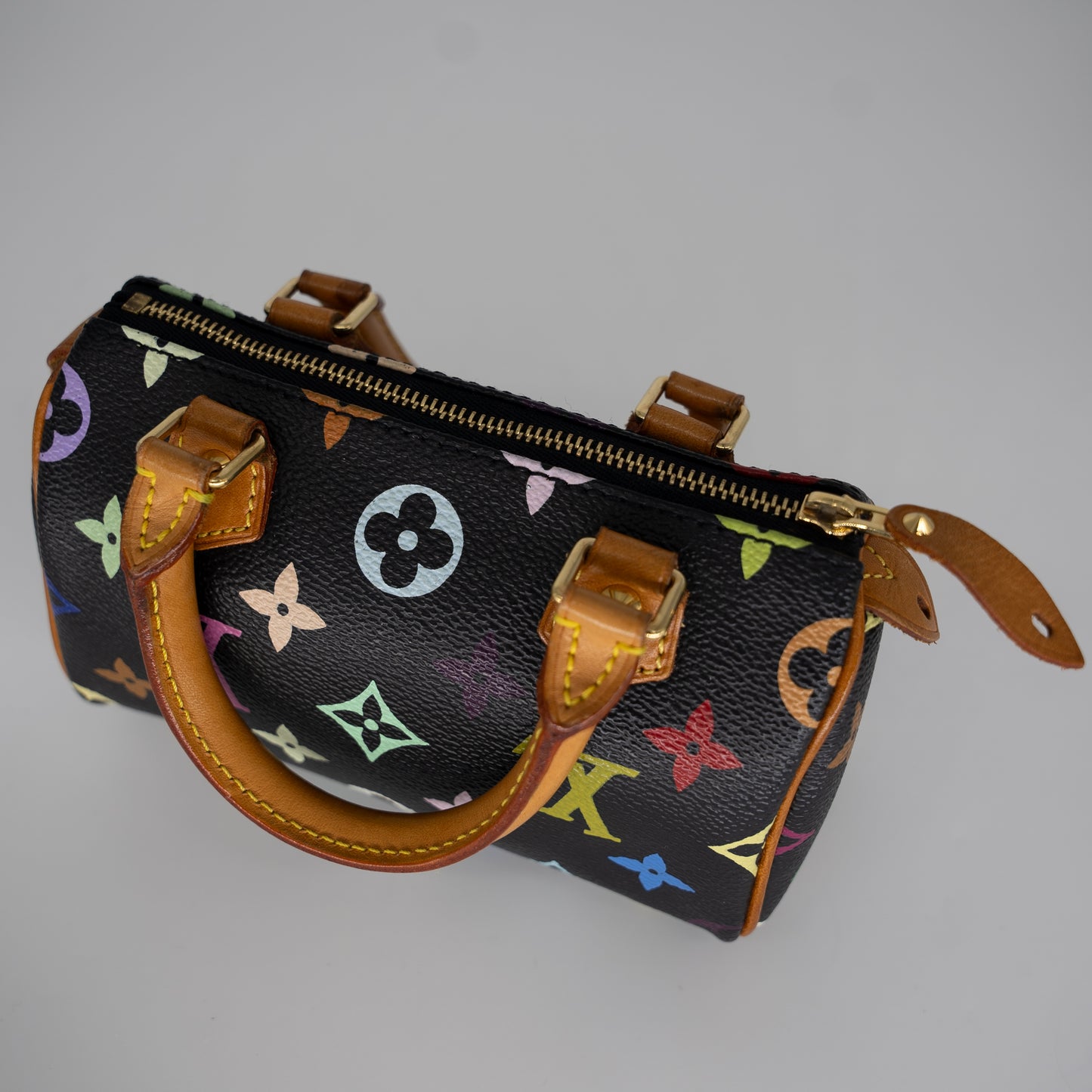 Louis Vuitton Limited Edition Takashi Murakami Multicolor Mini Speedy + Strap