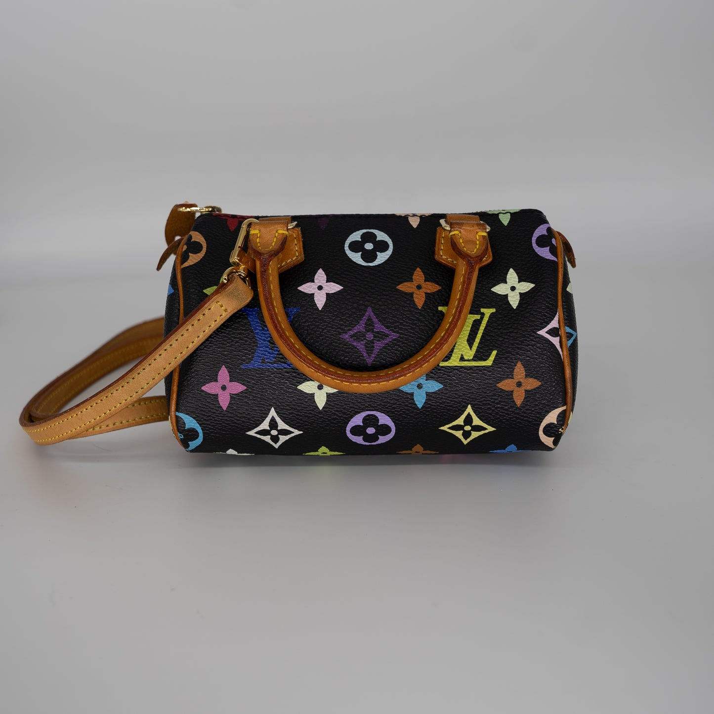 Louis Vuitton Limited Edition Takashi Murakami Multicolor Mini Speedy + Strap