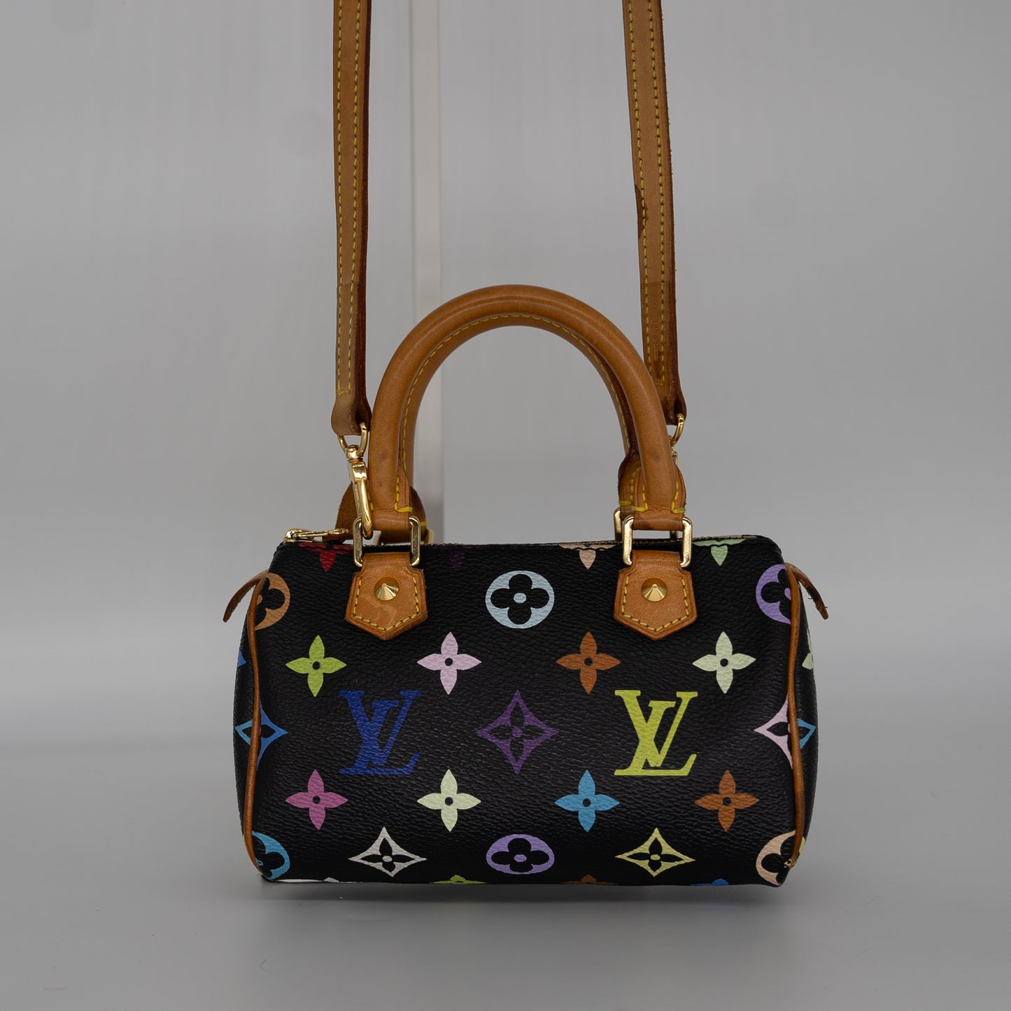 Louis Vuitton Limited Edition Takashi Murakami Multicolor Mini Speedy + Strap
