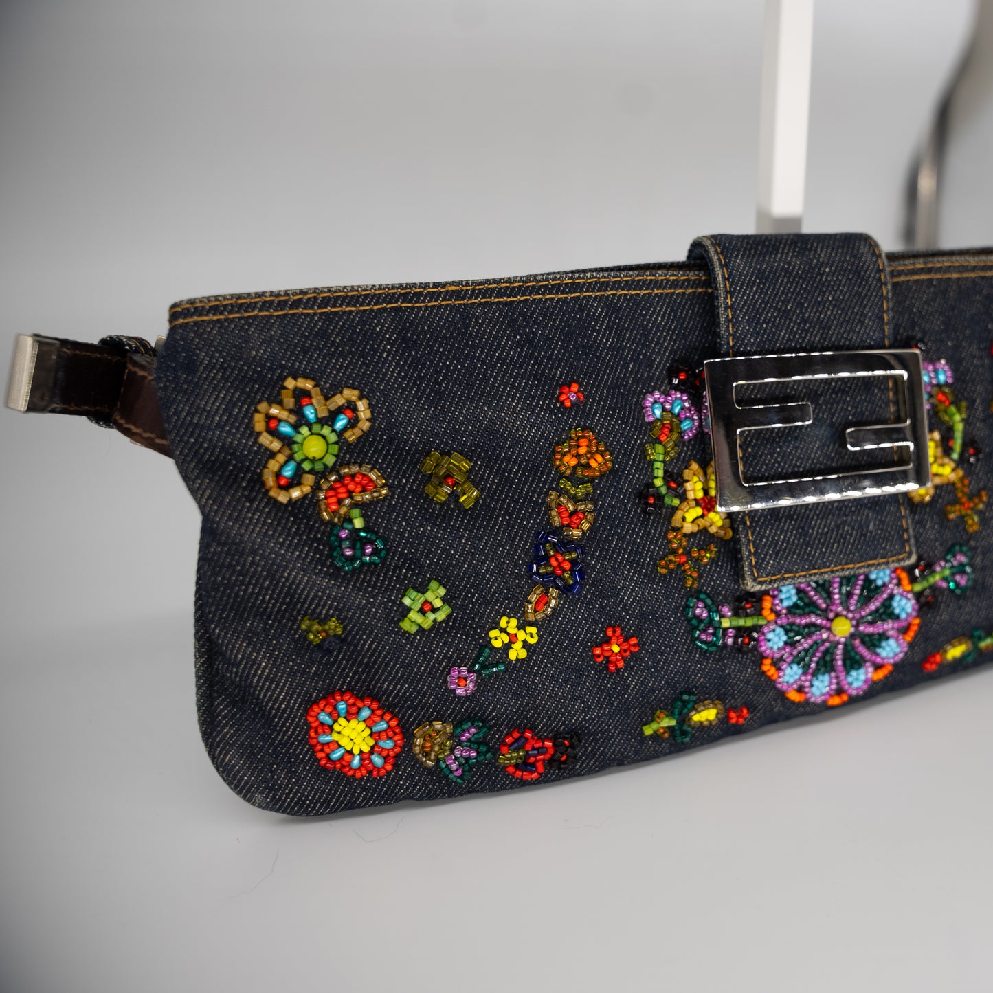 Fendi Beaded Denim Baguette