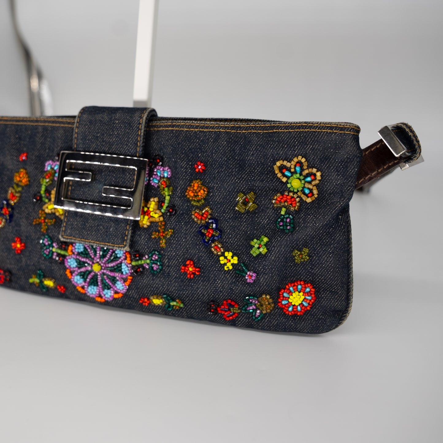 Fendi Beaded Denim Baguette