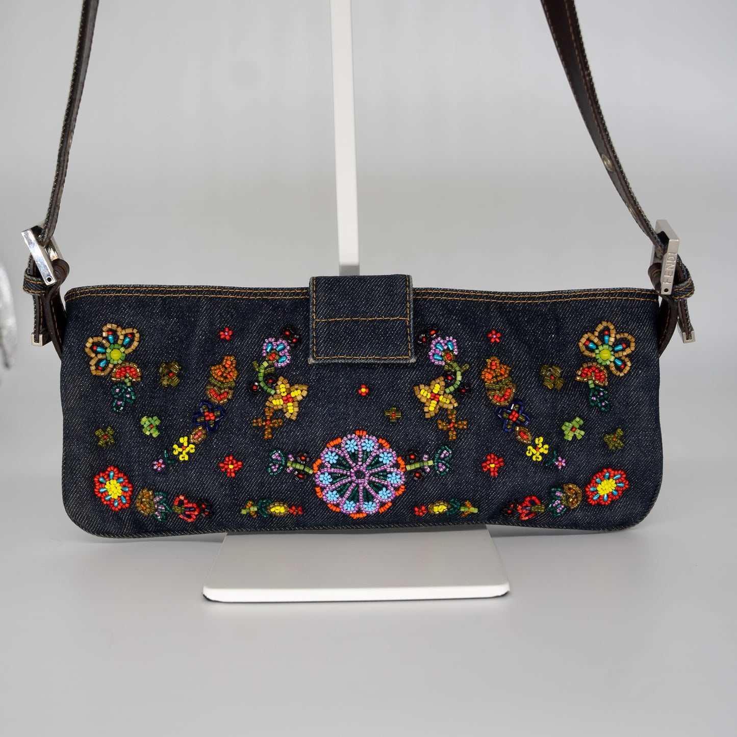 Fendi Beaded Denim Baguette