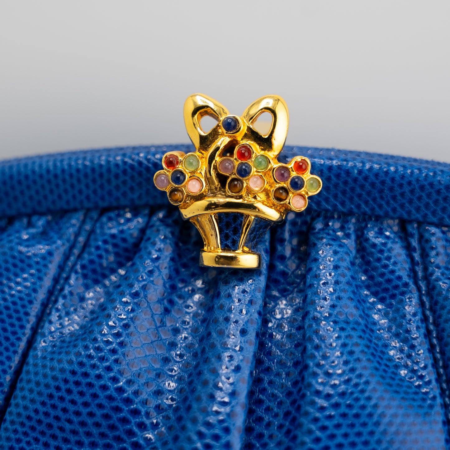 Judith Leiber Vintage Lizard Blue Clutch Evening Bag