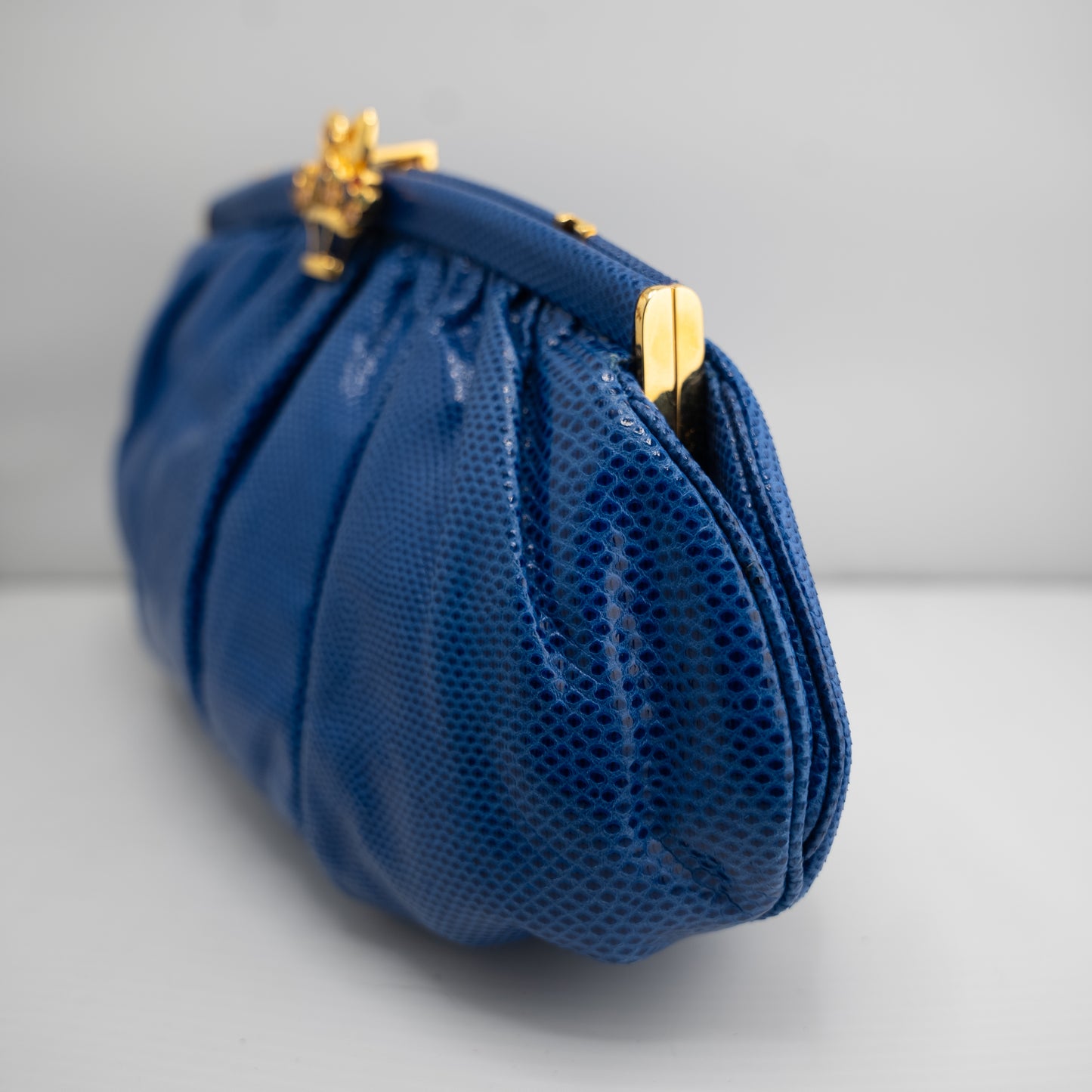 Judith Leiber Vintage Lizard Blue Clutch Evening Bag