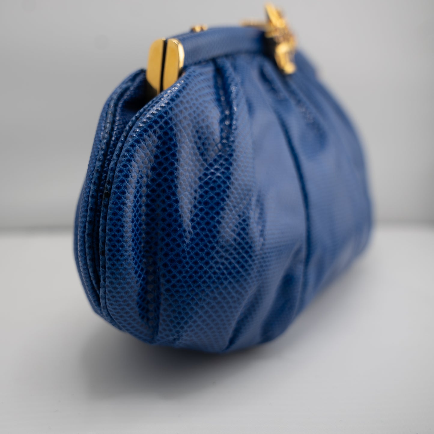 Judith Leiber Vintage Lizard Blue Clutch Evening Bag