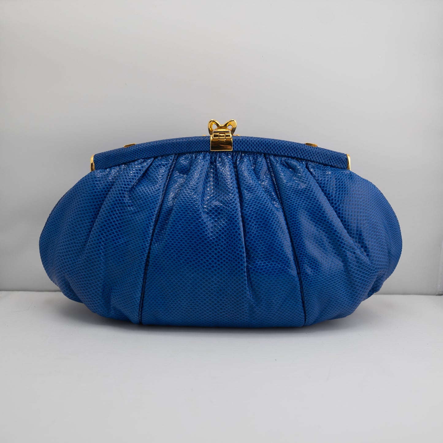 Judith Leiber Vintage Lizard Blue Clutch Evening Bag