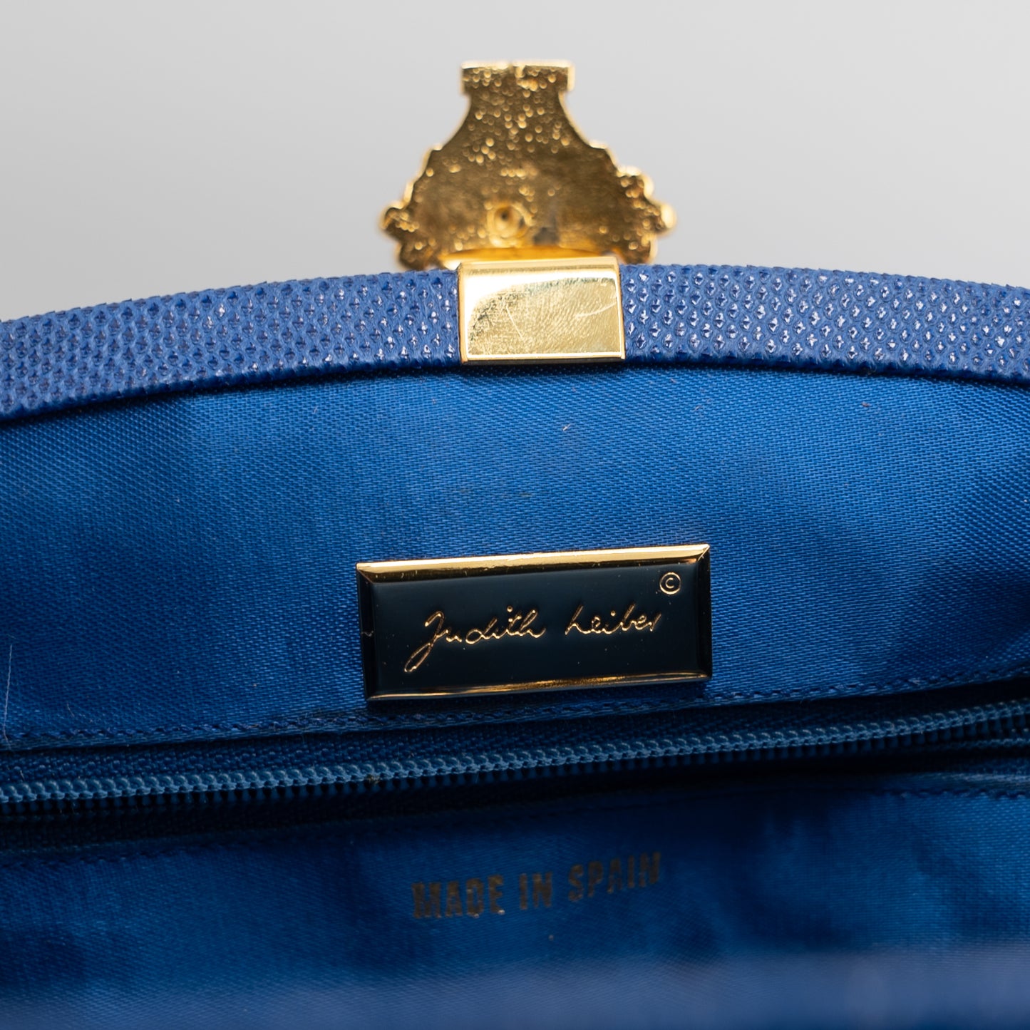 Judith Leiber Vintage Lizard Blue Clutch Evening Bag