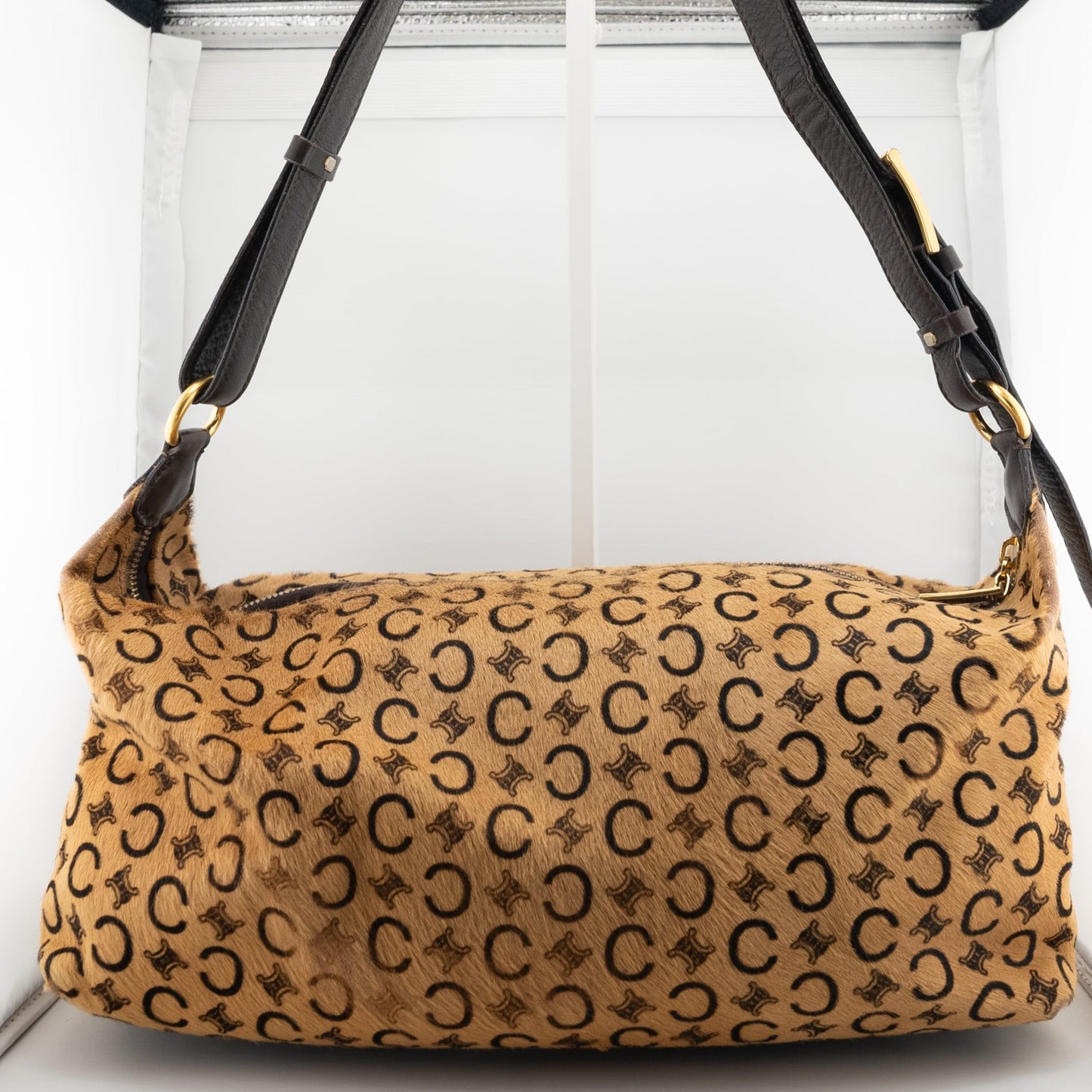 Celine Ponyhair Harako Logo Shoulder Bag Vintage Macadam