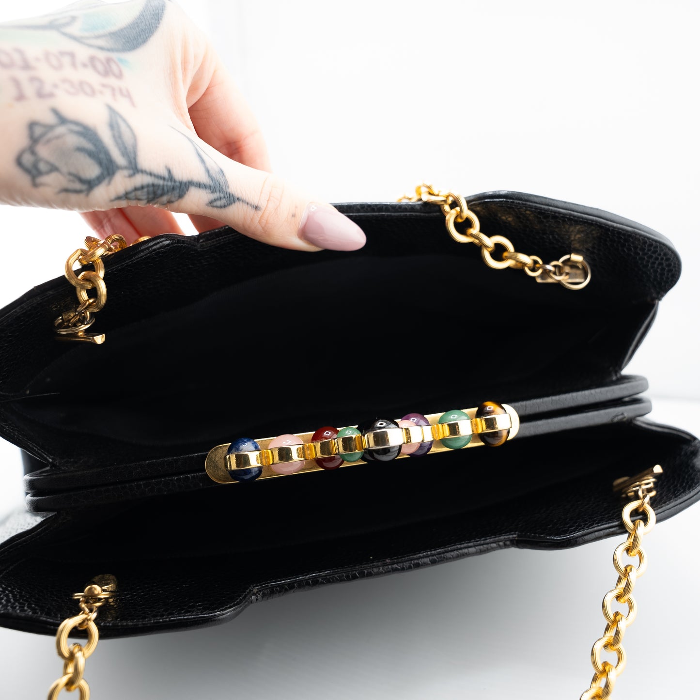 Judith Leiber Rare Vintage Shoulder Bag Crystal Gemstone Black Exotic Embroidered