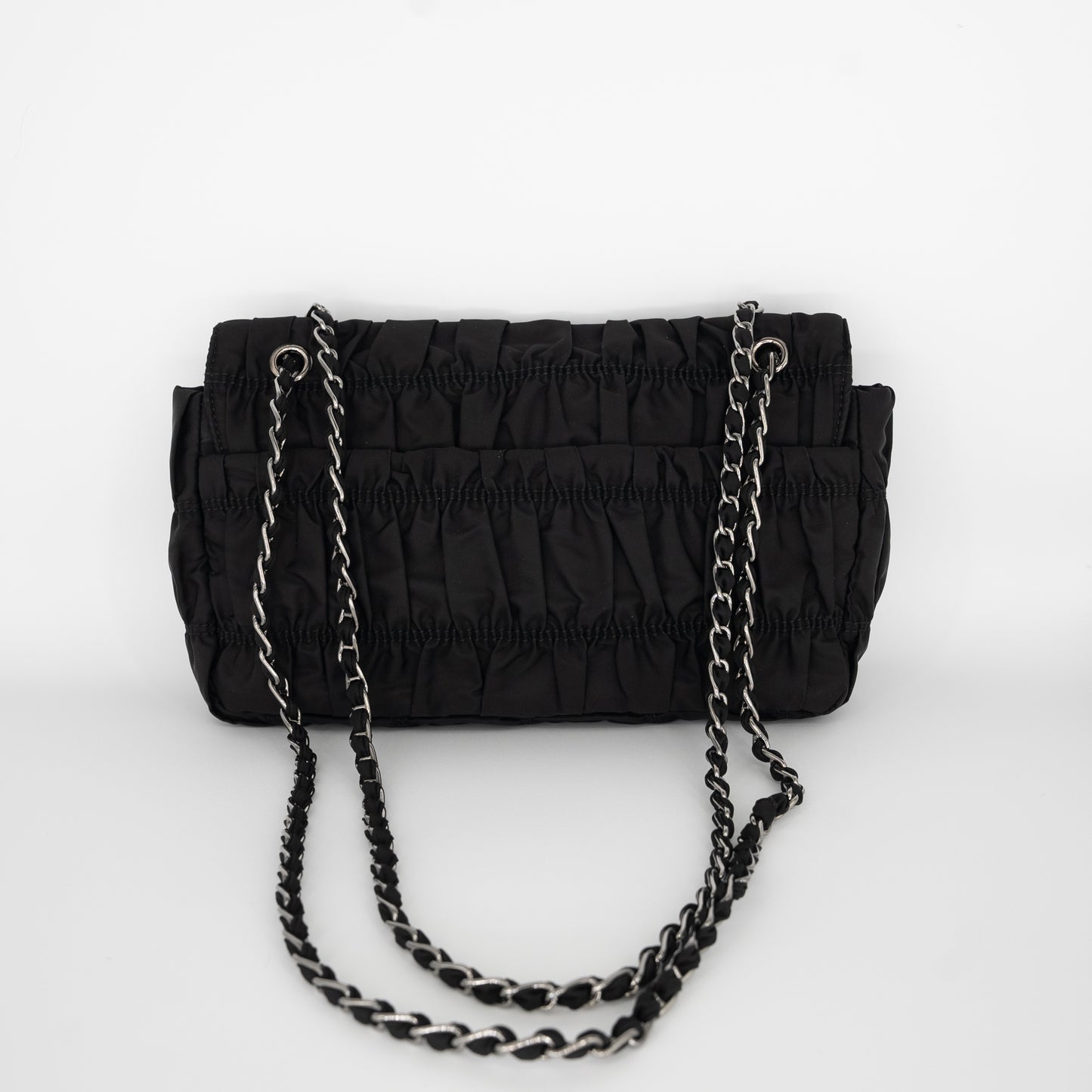 Prada Nylon Crossbody Tessuto Gaufre Shoulder Bag Silver Hardware