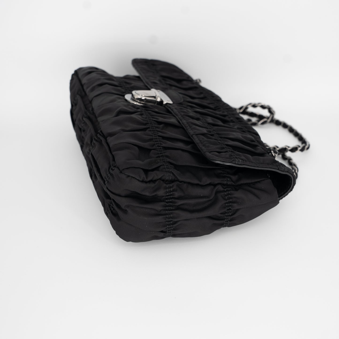Prada Nylon Crossbody Tessuto Gaufre Shoulder Bag Silver Hardware