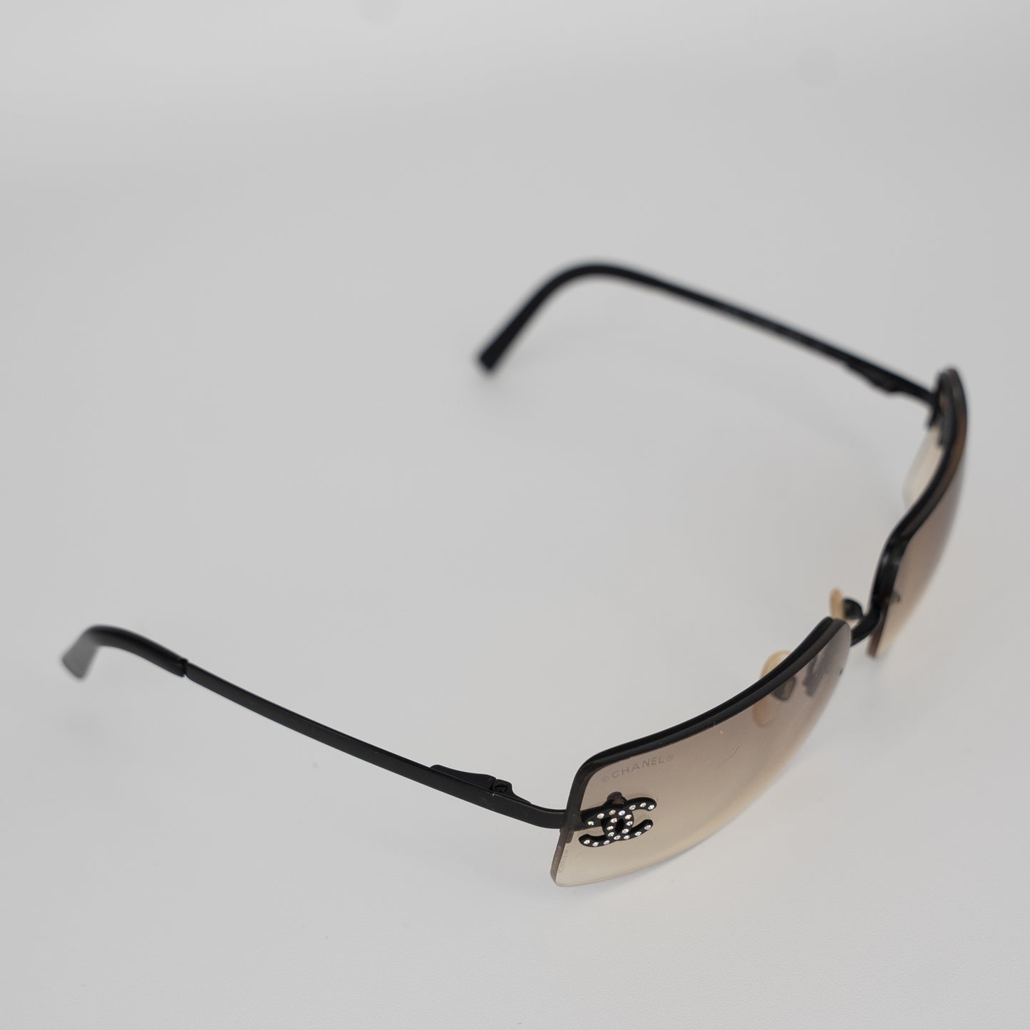 Chanel Sunglasses Vintage CC Black Ombre Crystal