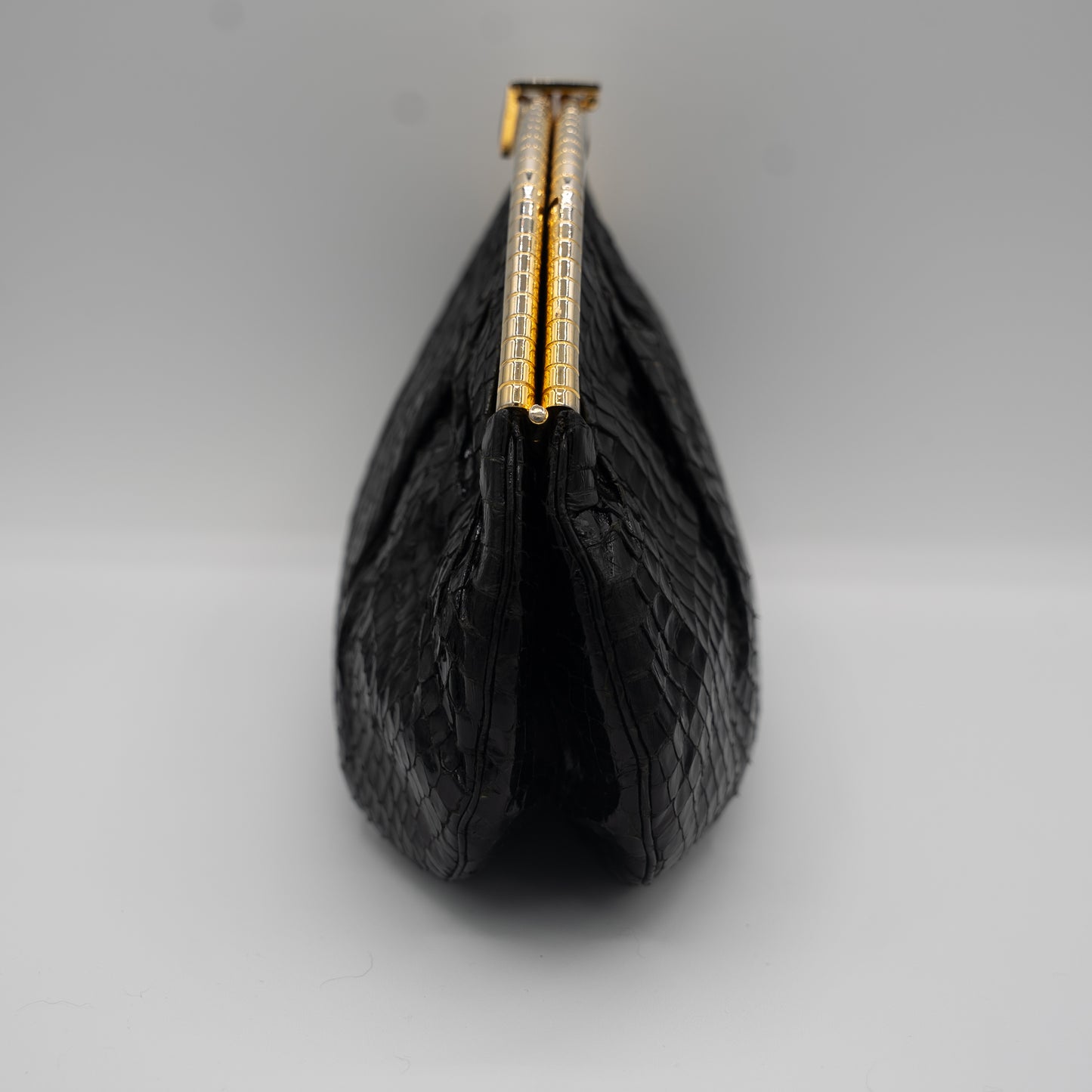 Judith Leiber Exotic Snakeskin Clutch Hand Bag Gold Chain