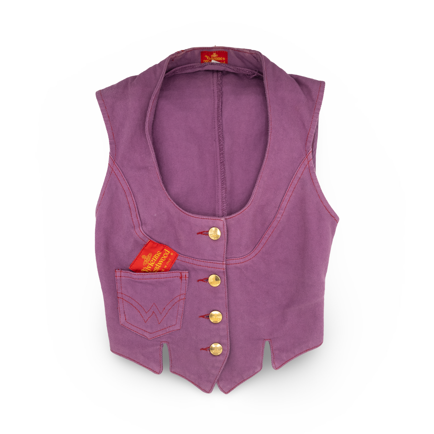 Vivienne Westwood S/S 1994 "Cafe Society" Vintage Denim Purple Matching Skirt Vest Set
