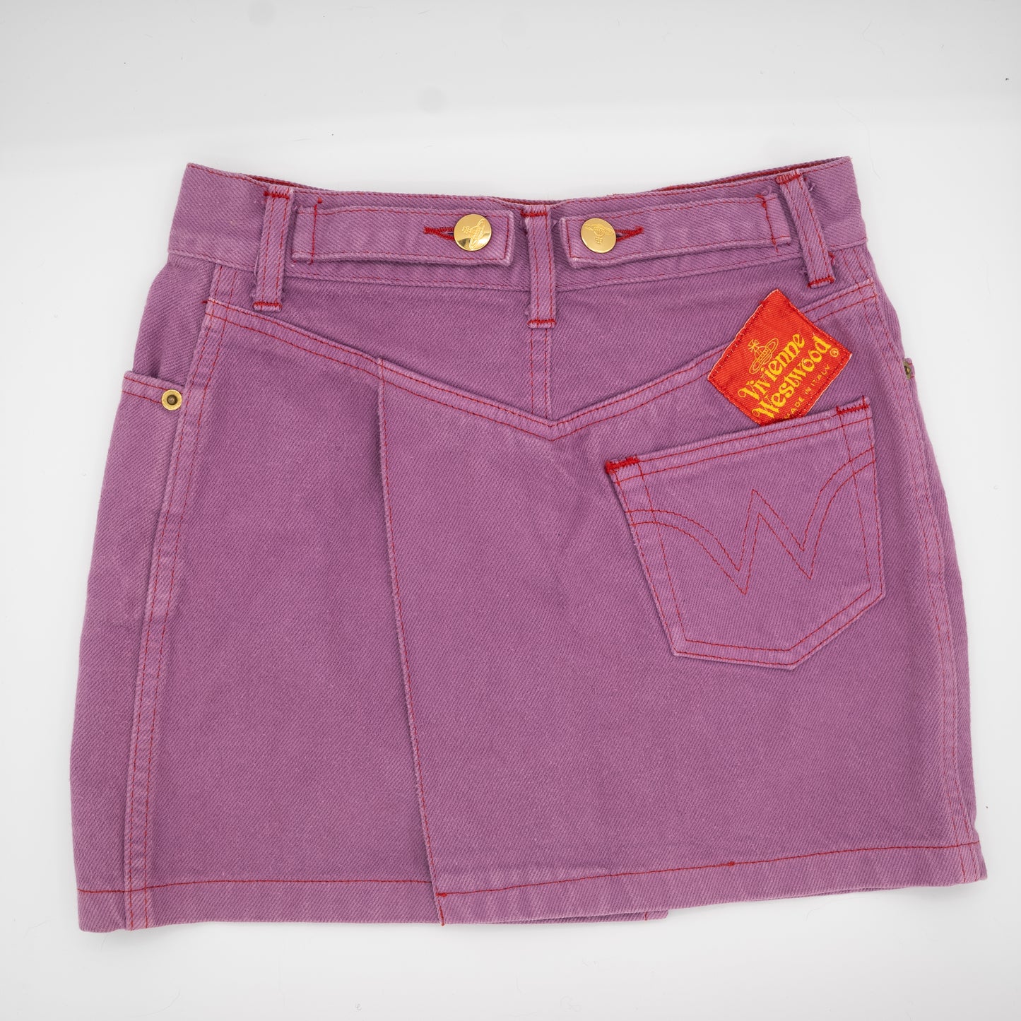 Vivienne Westwood S/S 1994 "Cafe Society" Vintage Denim Purple Matching Skirt Vest Set