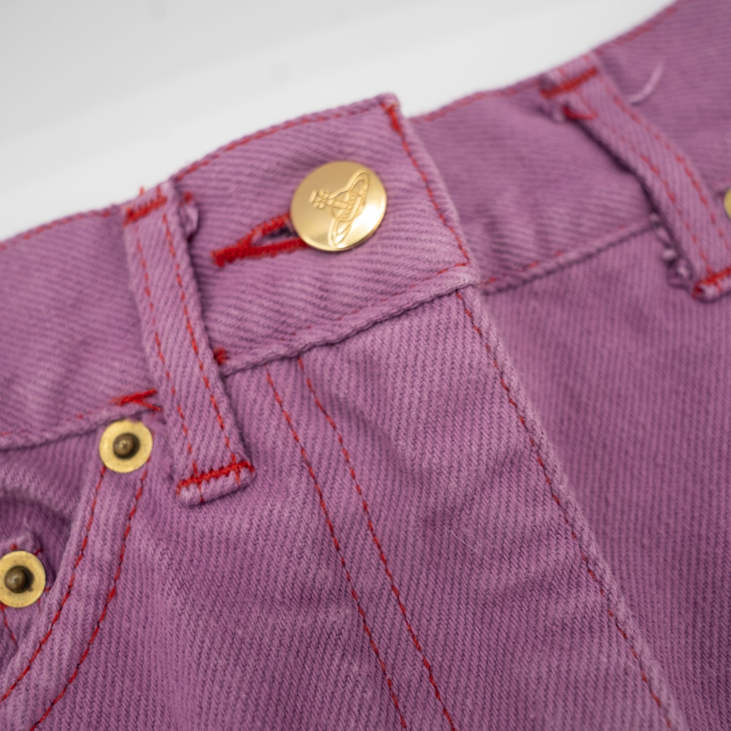 Vivienne Westwood S/S 1994 "Cafe Society" Vintage Denim Purple Matching Skirt Vest Set