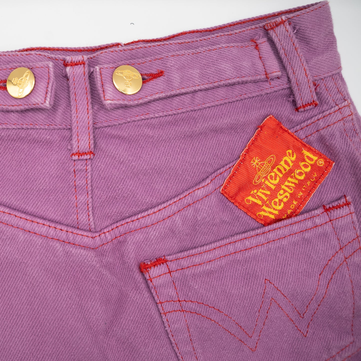 Vivienne Westwood S/S 1994 "Cafe Society" Vintage Denim Purple Matching Skirt Vest Set