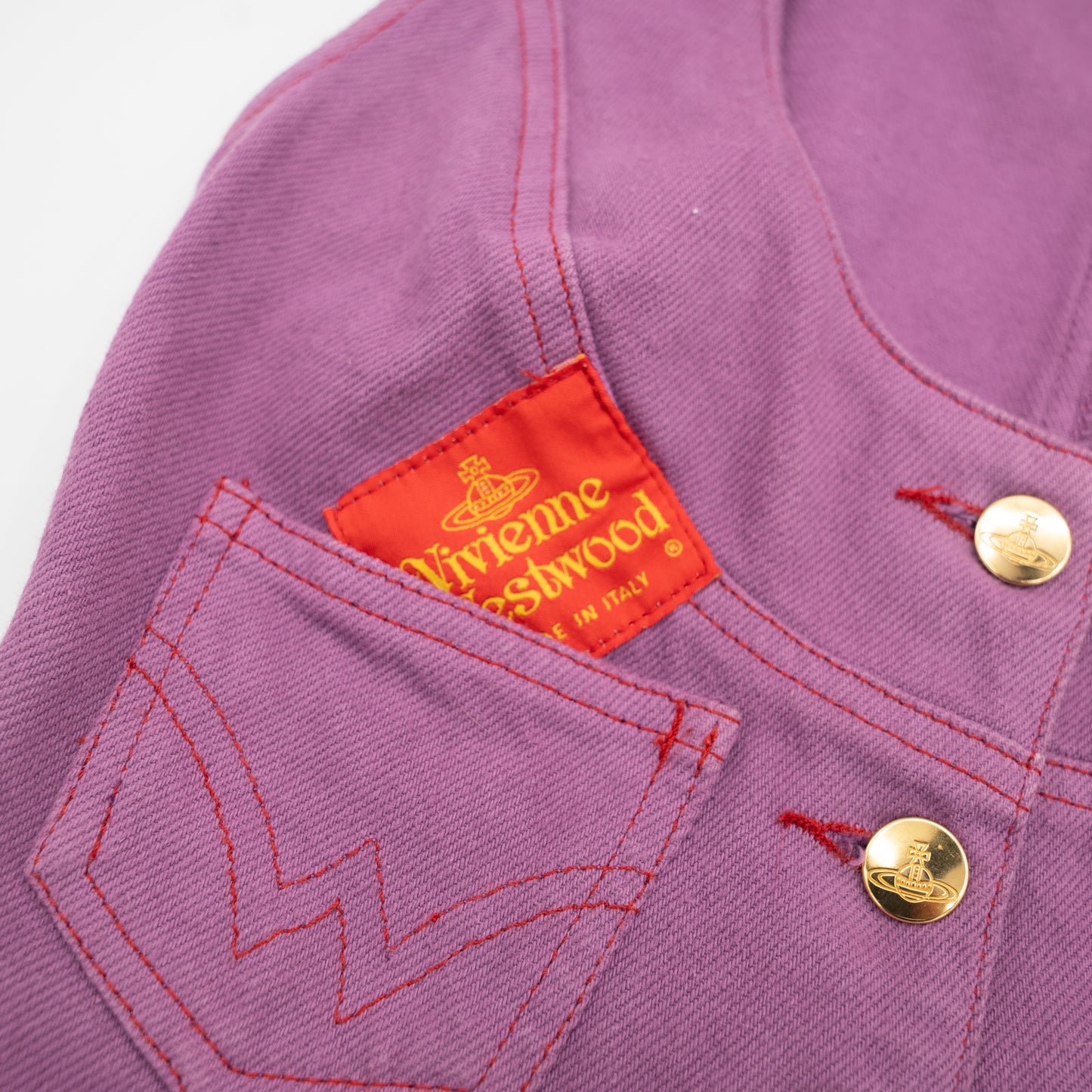 Vivienne Westwood S/S 1994 "Cafe Society" Vintage Denim Purple Matching Skirt Vest Set