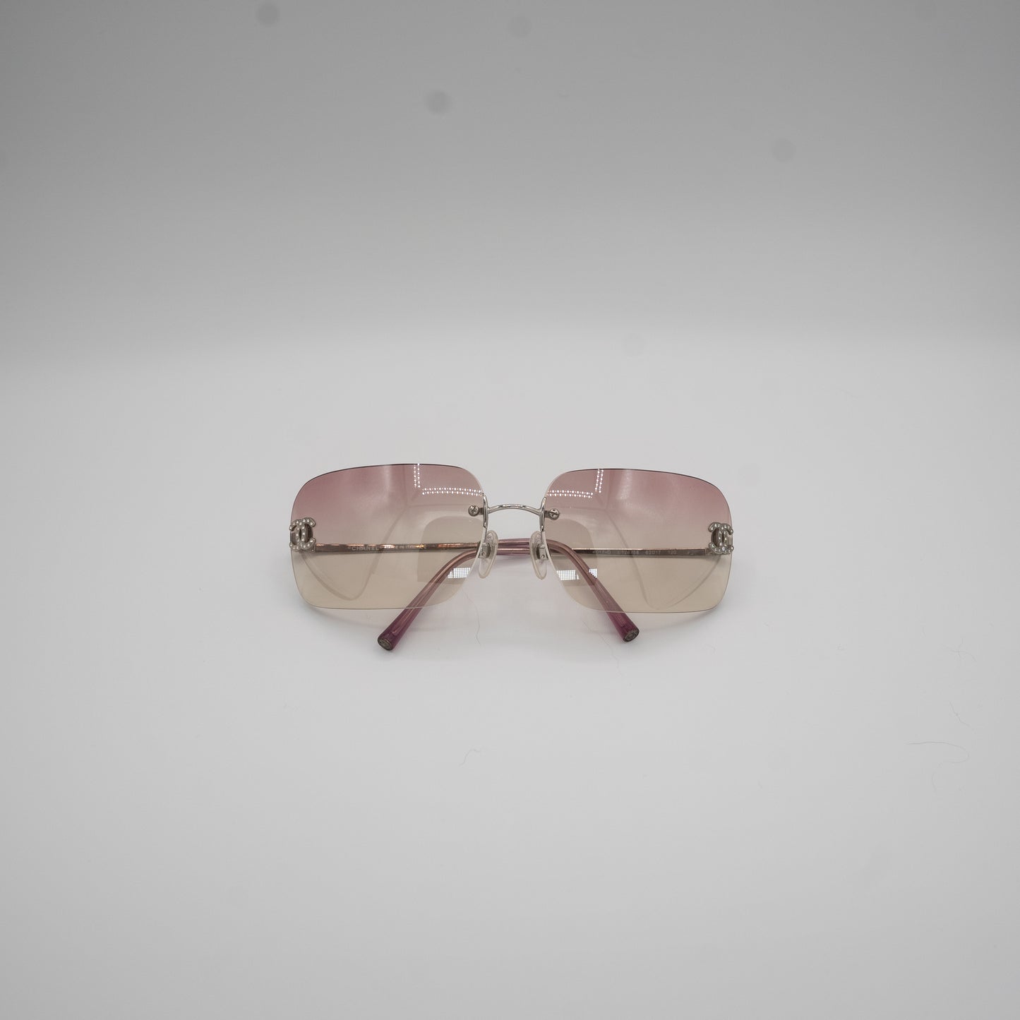 Chanel CC Rimless Sunglasses Y2K Pink Ombre