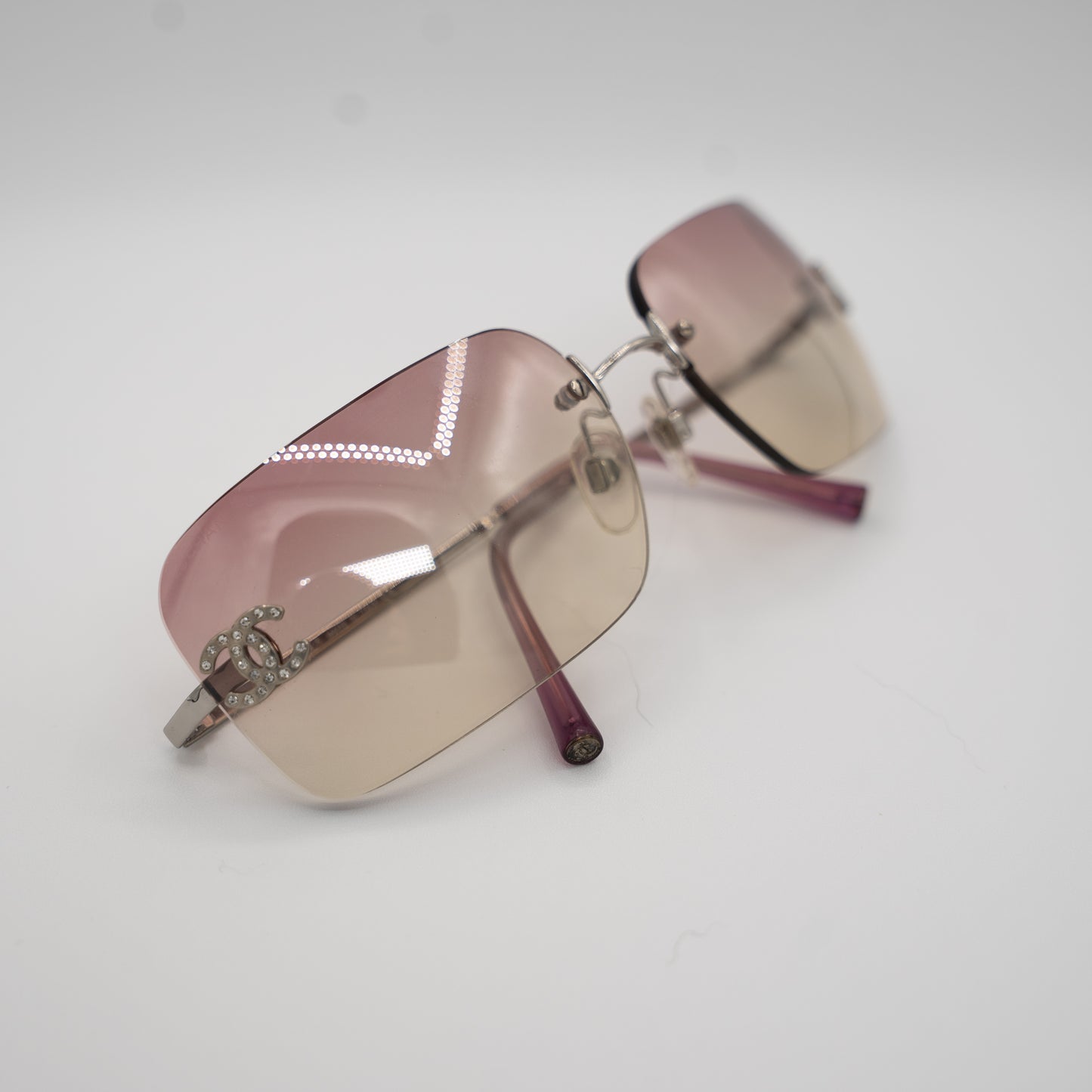 Chanel CC Rimless Sunglasses Y2K Pink Ombre