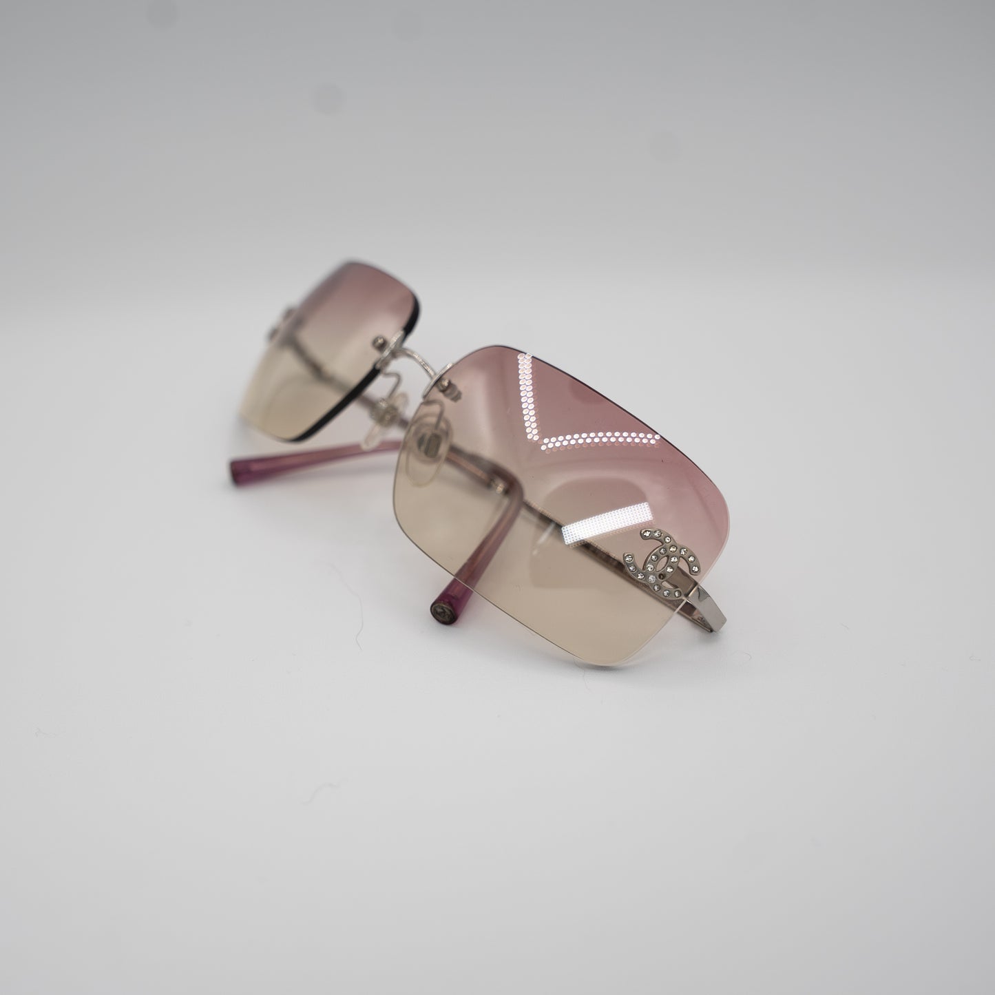 Chanel CC Rimless Sunglasses Y2K Pink Ombre