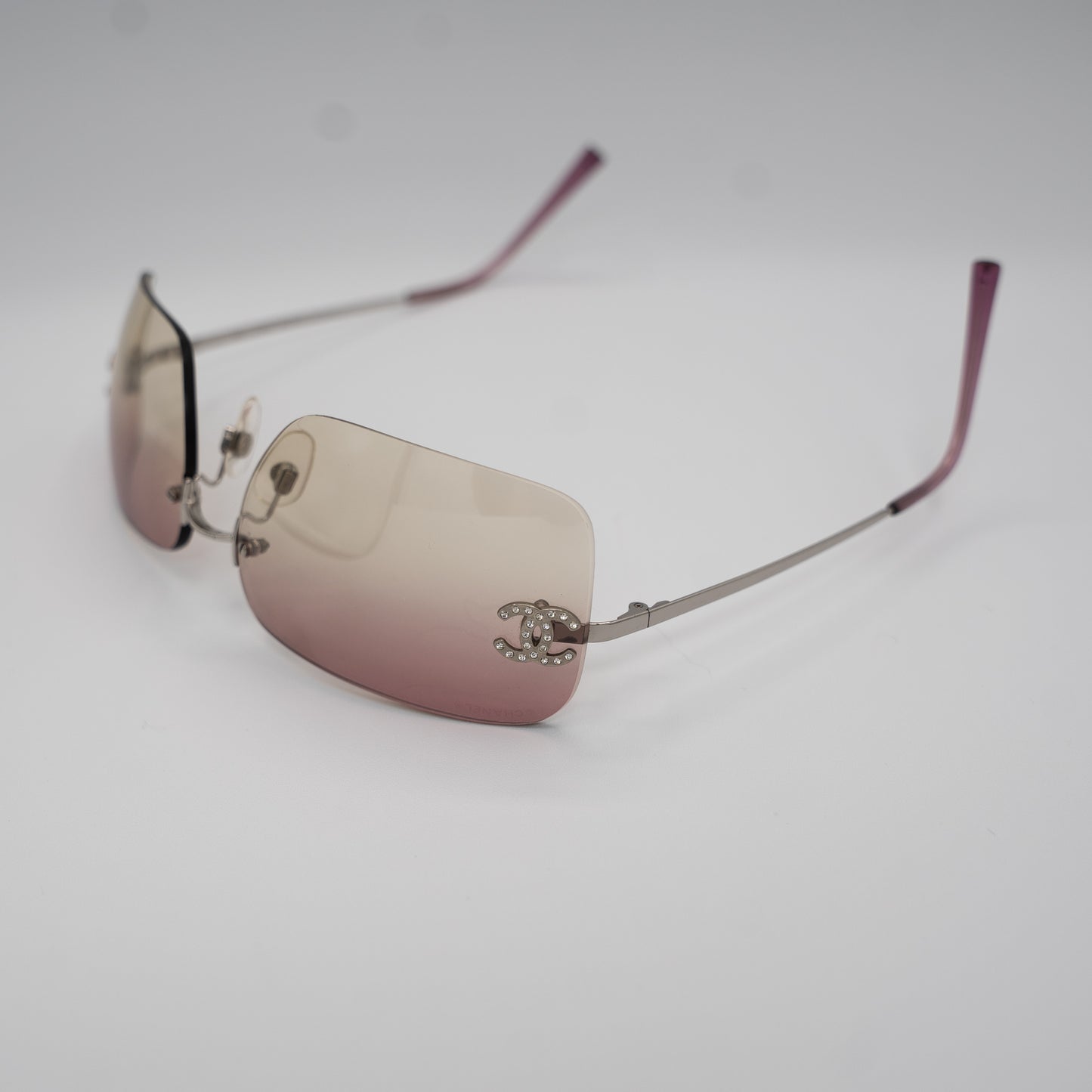 Chanel CC Rimless Sunglasses Y2K Pink Ombre