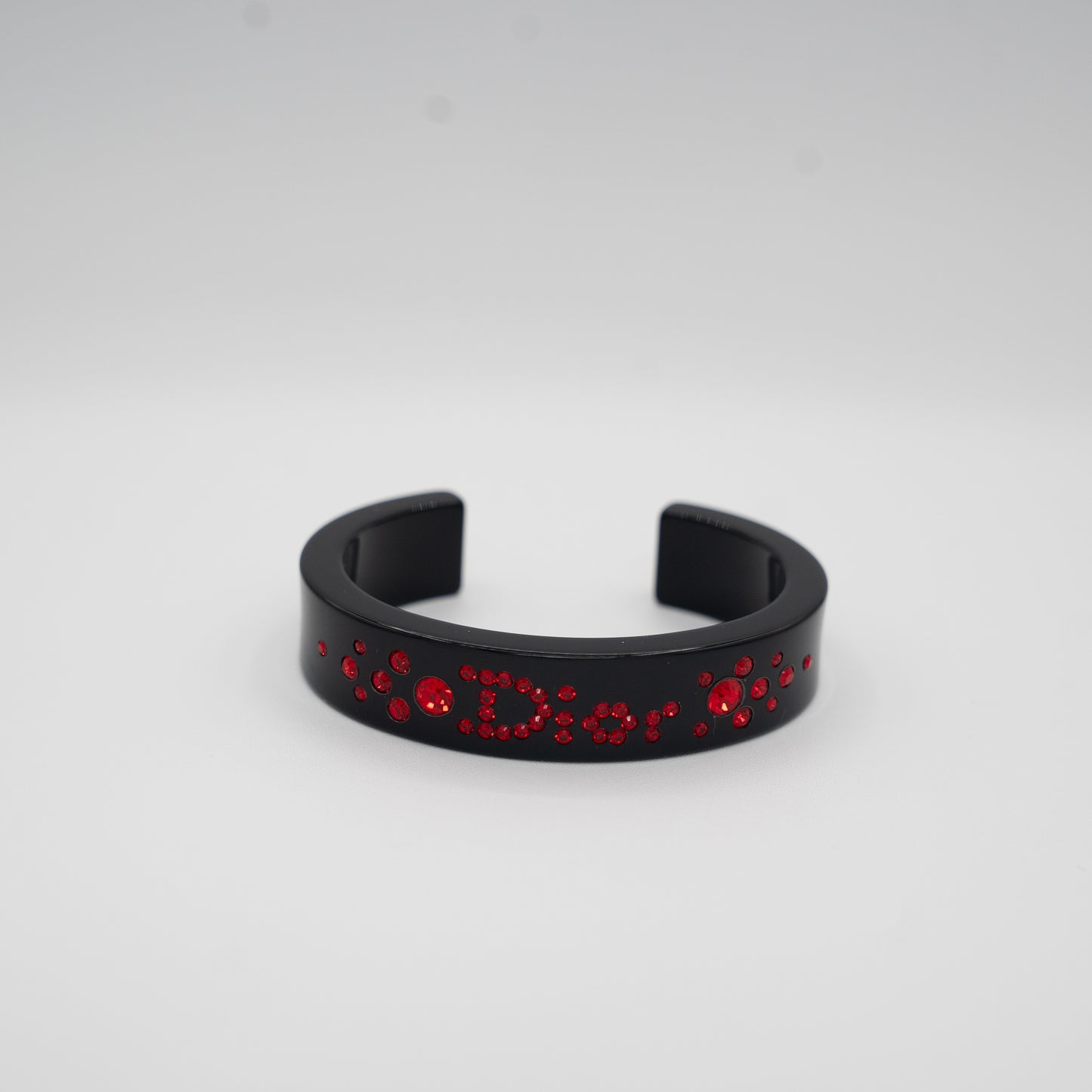 Christian Dior Black Red Lucite Cuff Bangle Y2K