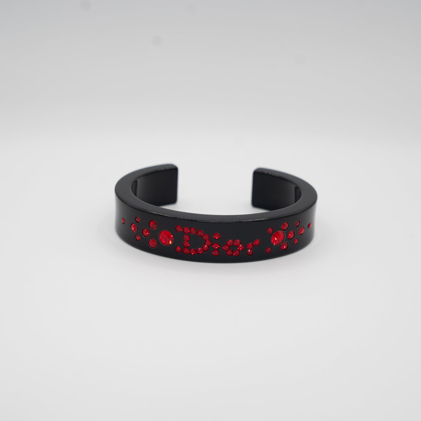 Christian Dior Black Red Lucite Cuff Bangle Y2K