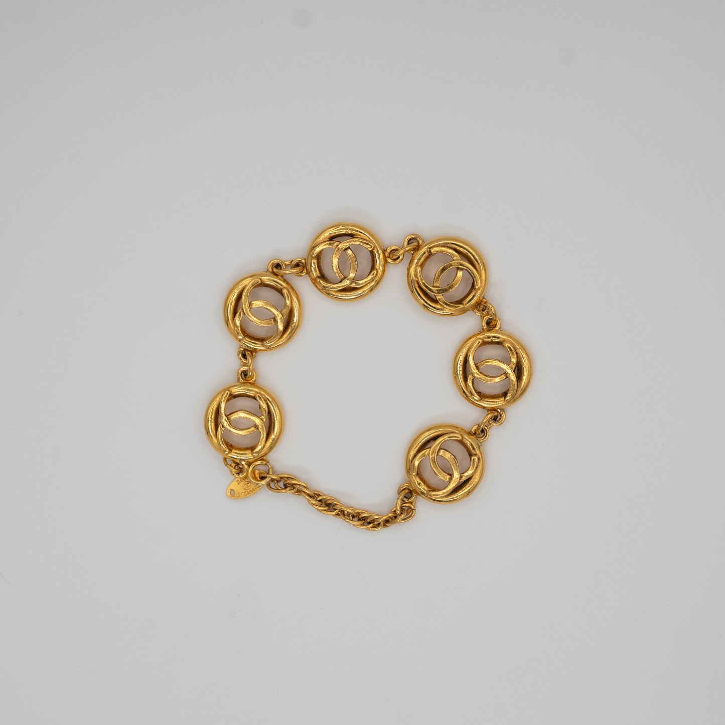 Chanel Coco Mark CC 18K Gold Plated Vintage 1983 Bracelet