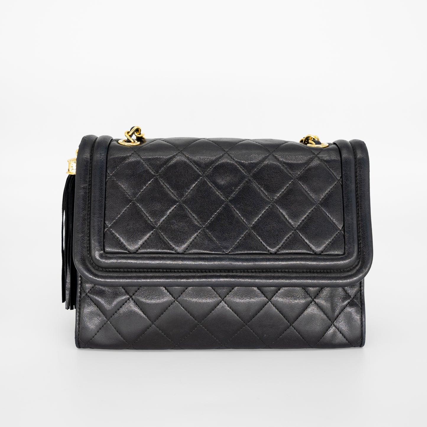 Chanel Vintage Lambskin Quilted Tassle Handbag
