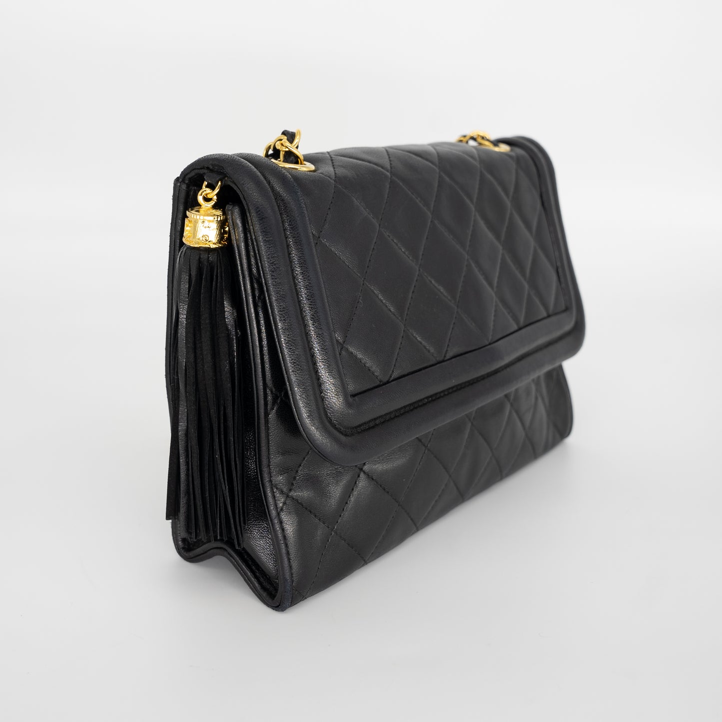 Chanel Vintage Lambskin Quilted Tassle Handbag