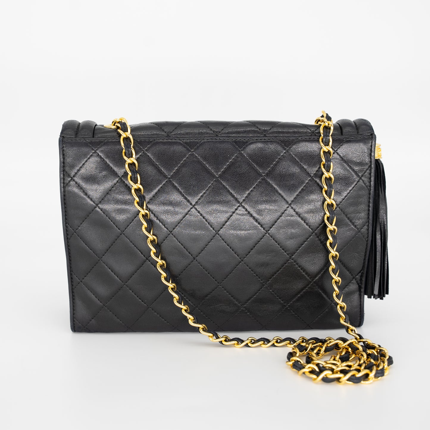 Chanel Vintage Lambskin Quilted Tassle Handbag