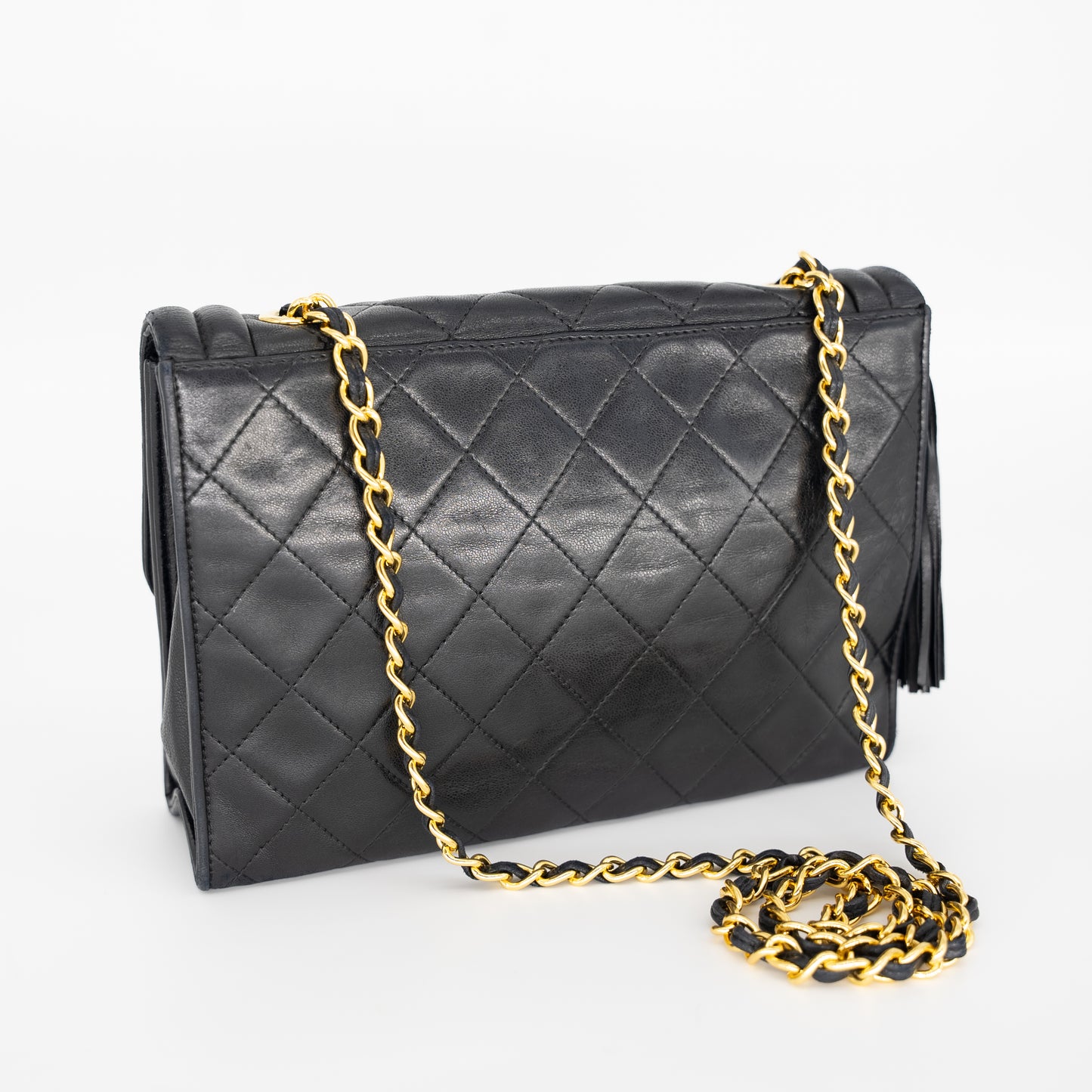 Chanel Vintage Lambskin Quilted Tassle Handbag