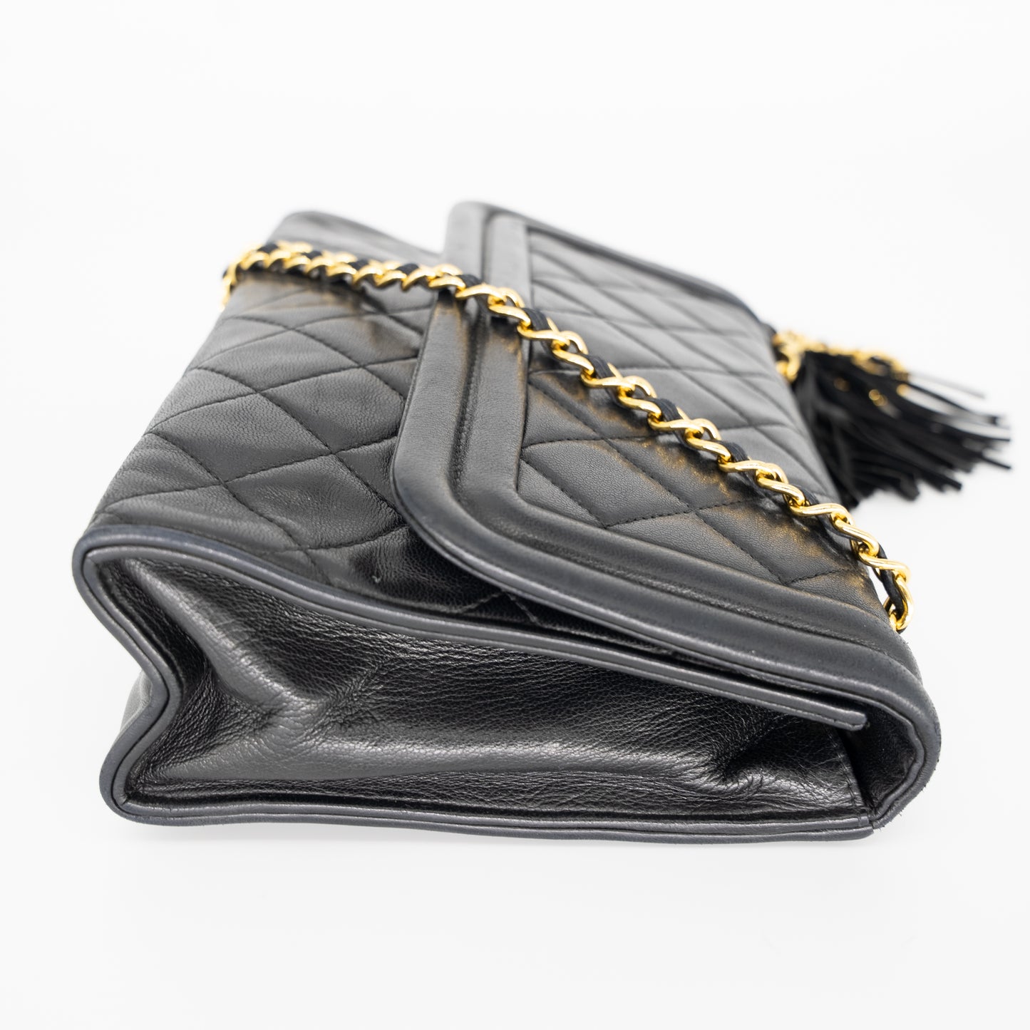 Chanel Vintage Lambskin Quilted Tassle Handbag