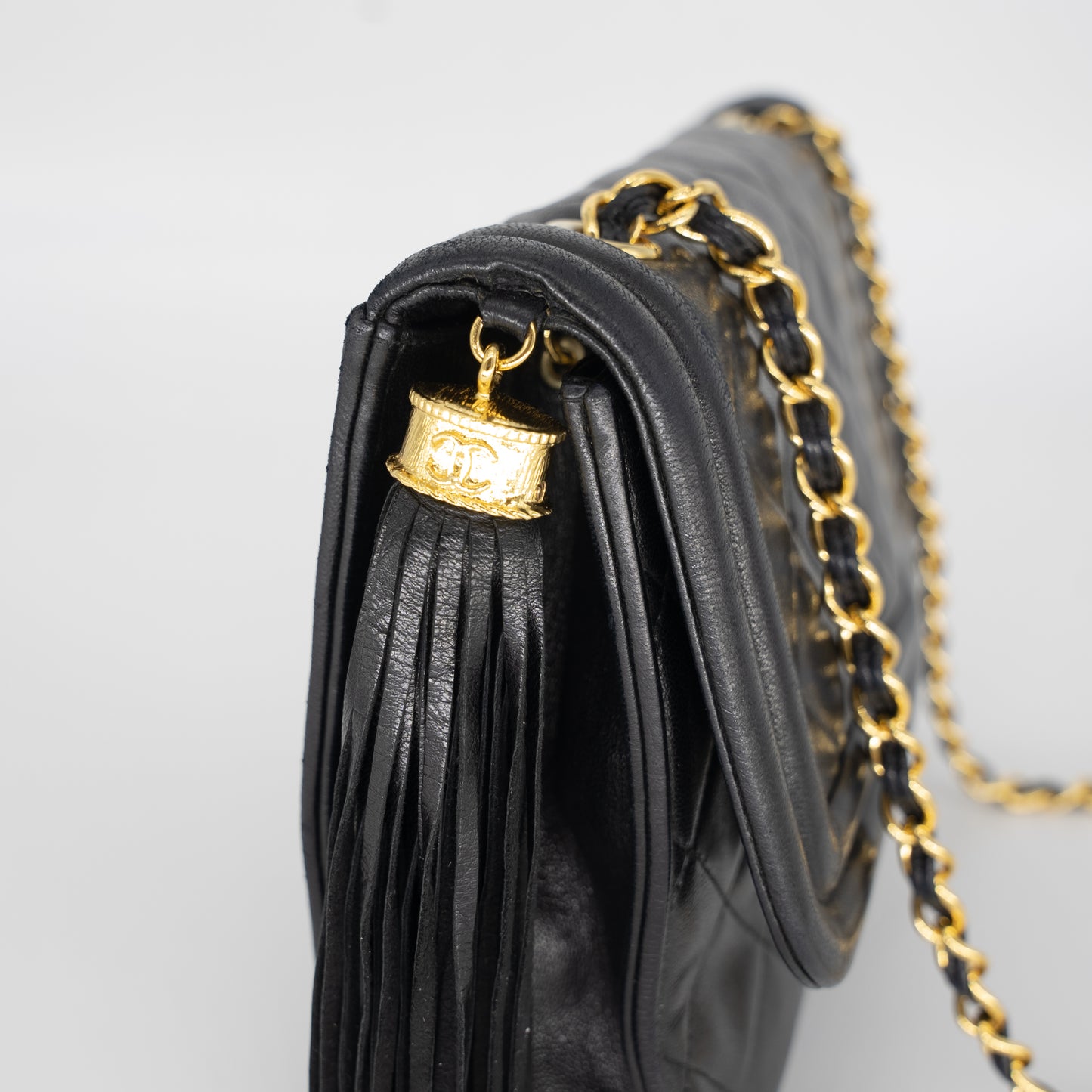 Chanel Vintage Lambskin Quilted Tassle Handbag