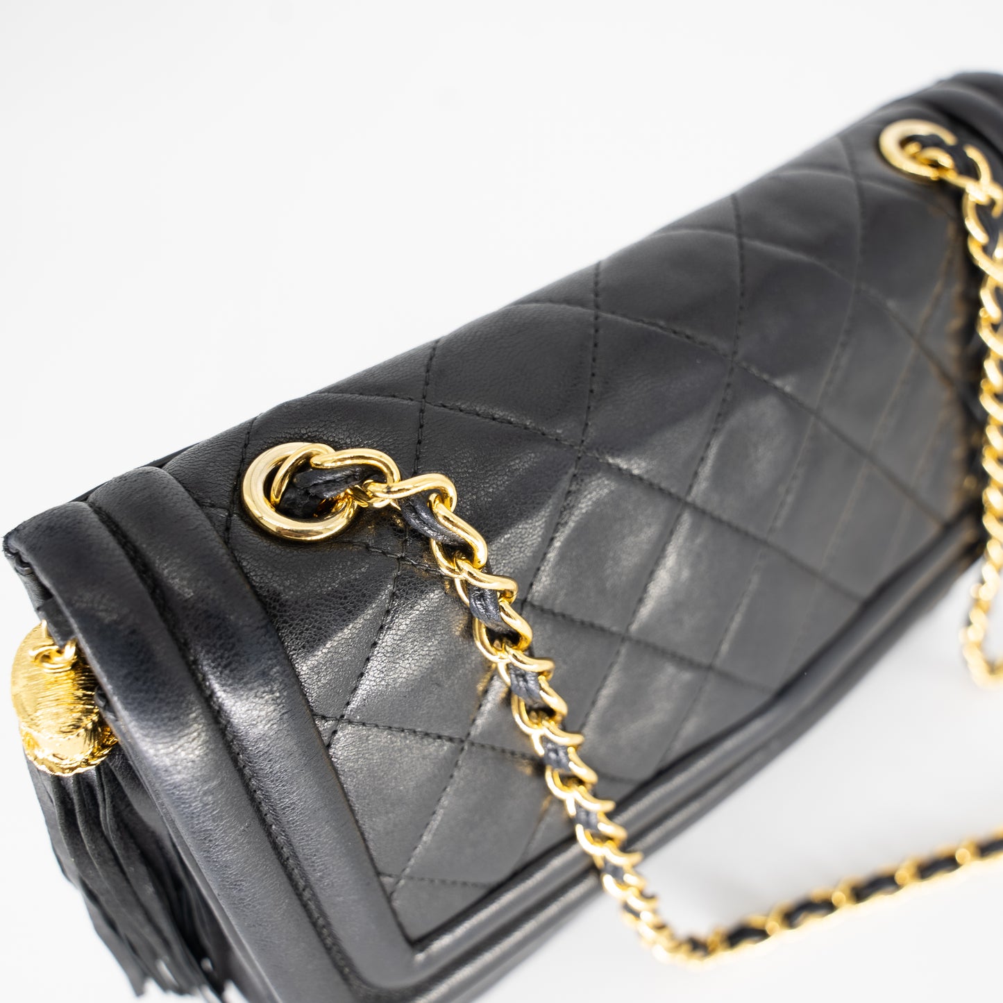 Chanel Vintage Lambskin Quilted Tassle Handbag