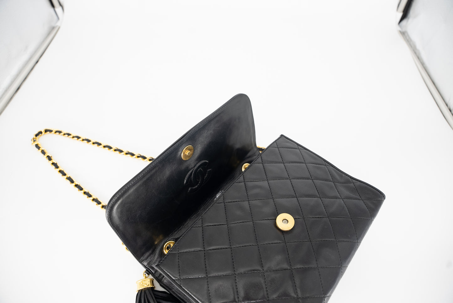 Chanel Vintage Lambskin Quilted Tassle Handbag