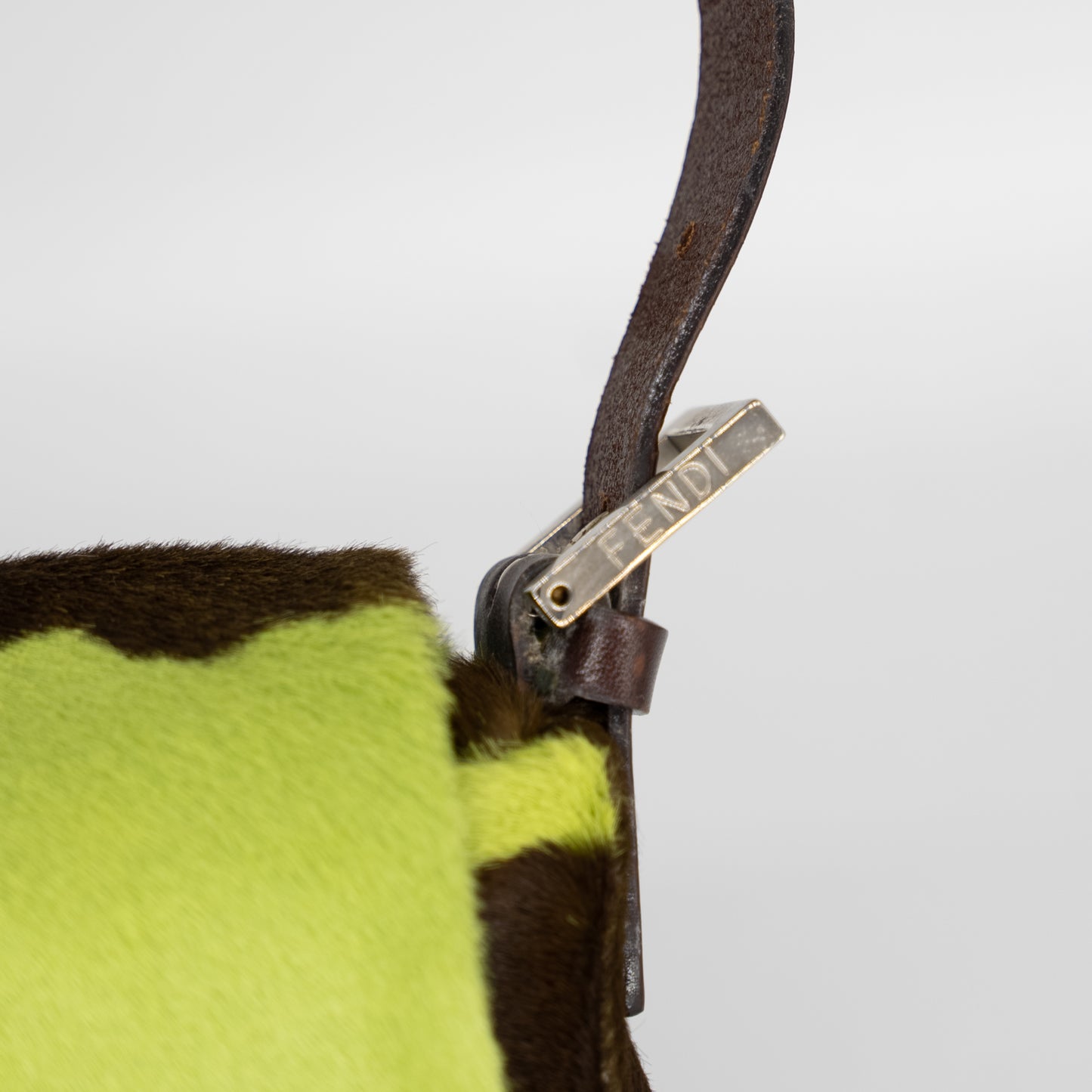 Fendi Baguette Vintage Pony Hair Green Cow Print Rare