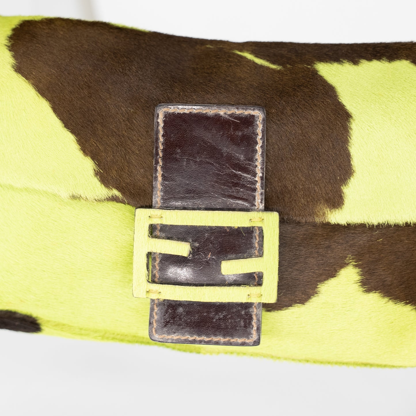 Fendi Baguette Vintage Pony Hair Green Cow Print Rare