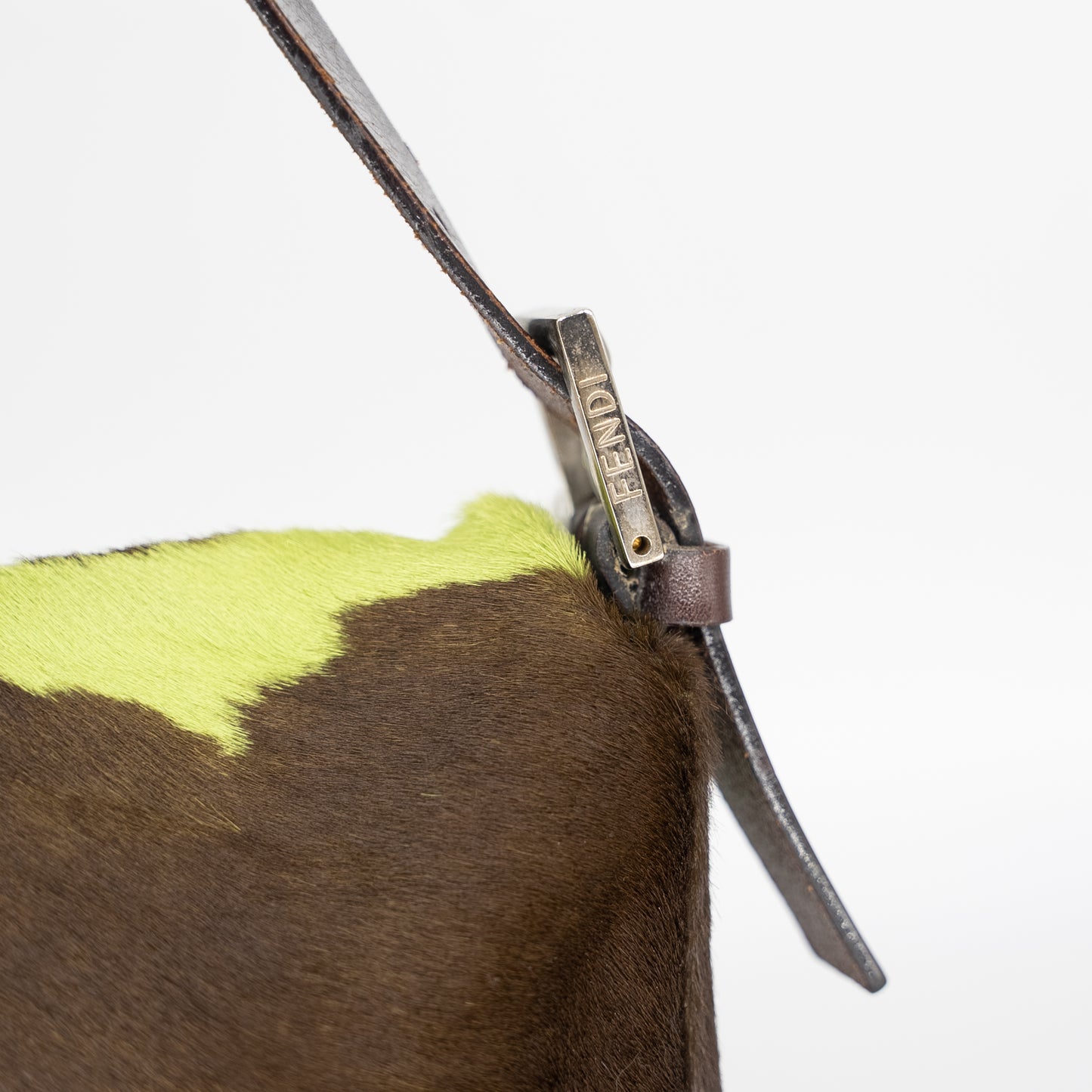 Fendi Baguette Vintage Pony Hair Green Cow Print Rare