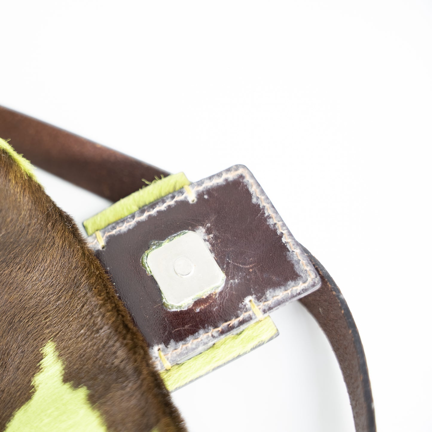 Fendi Baguette Vintage Pony Hair Green Cow Print Rare