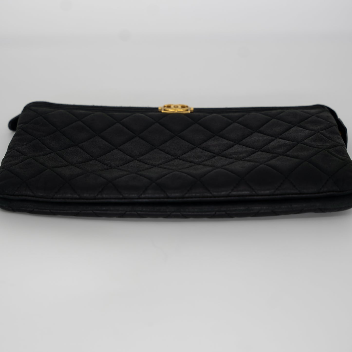 Chanel Boy Clutch Black and Gold Calfskin Medium