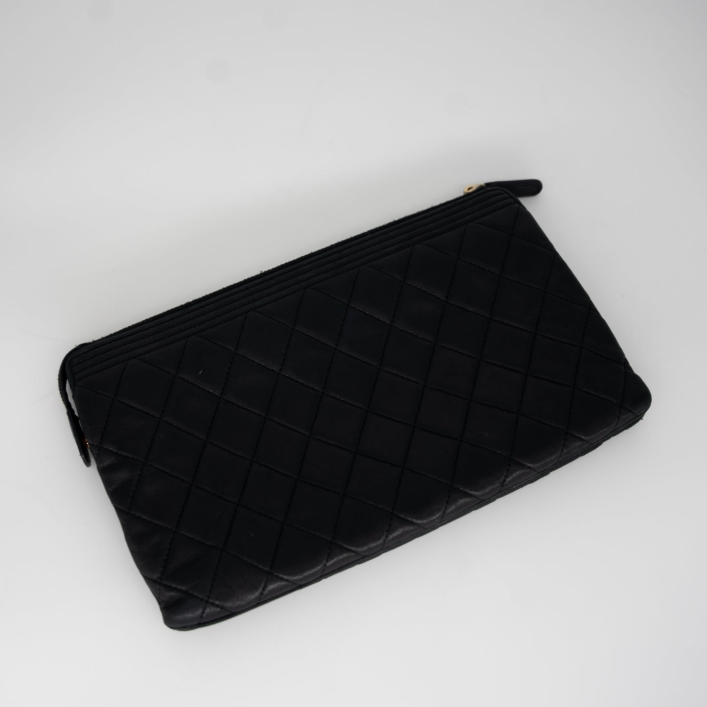 Chanel Boy Clutch Black and Gold Calfskin Medium